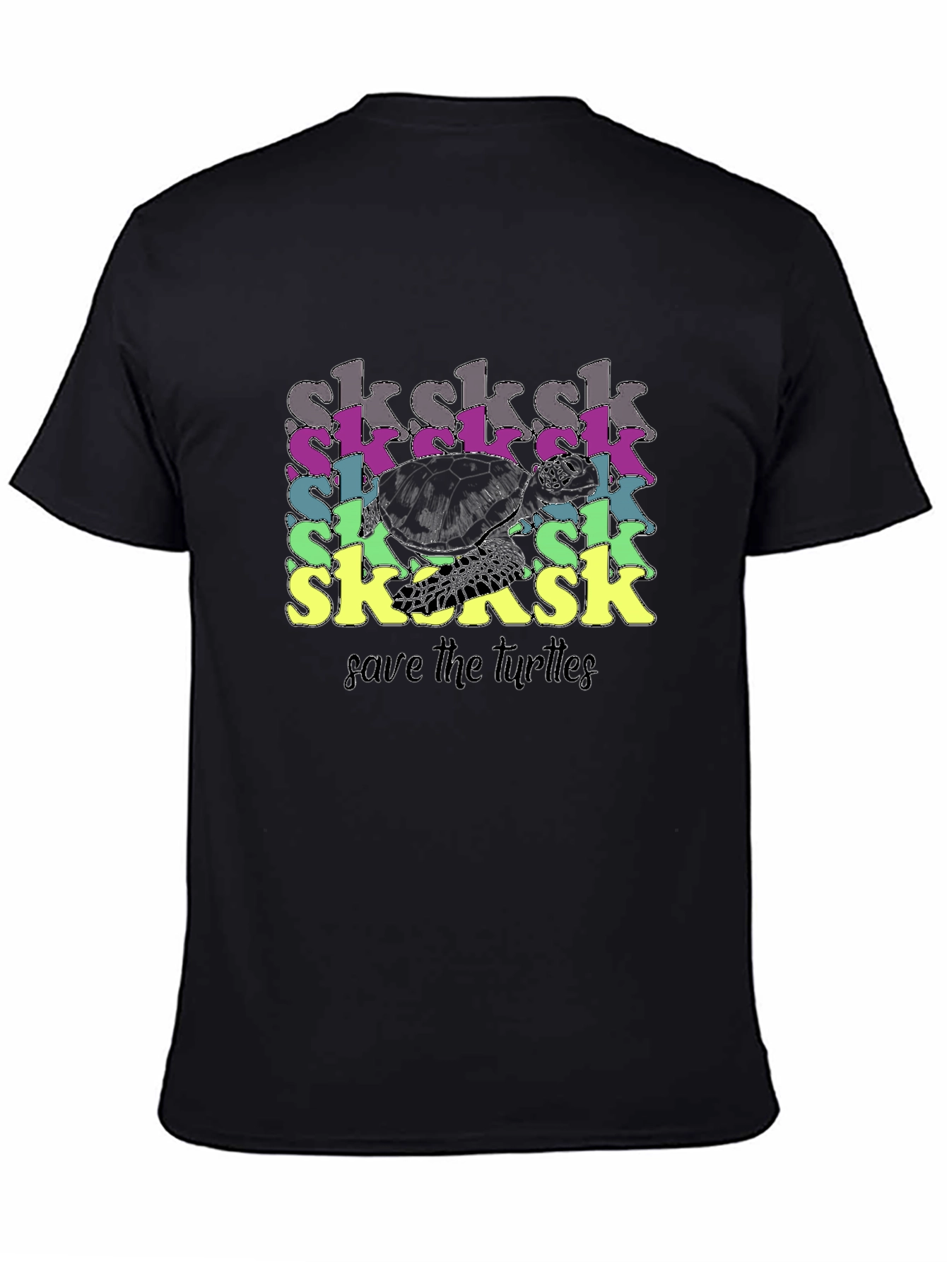 Save the Turtles! SkSkSk Black Graphic Tee