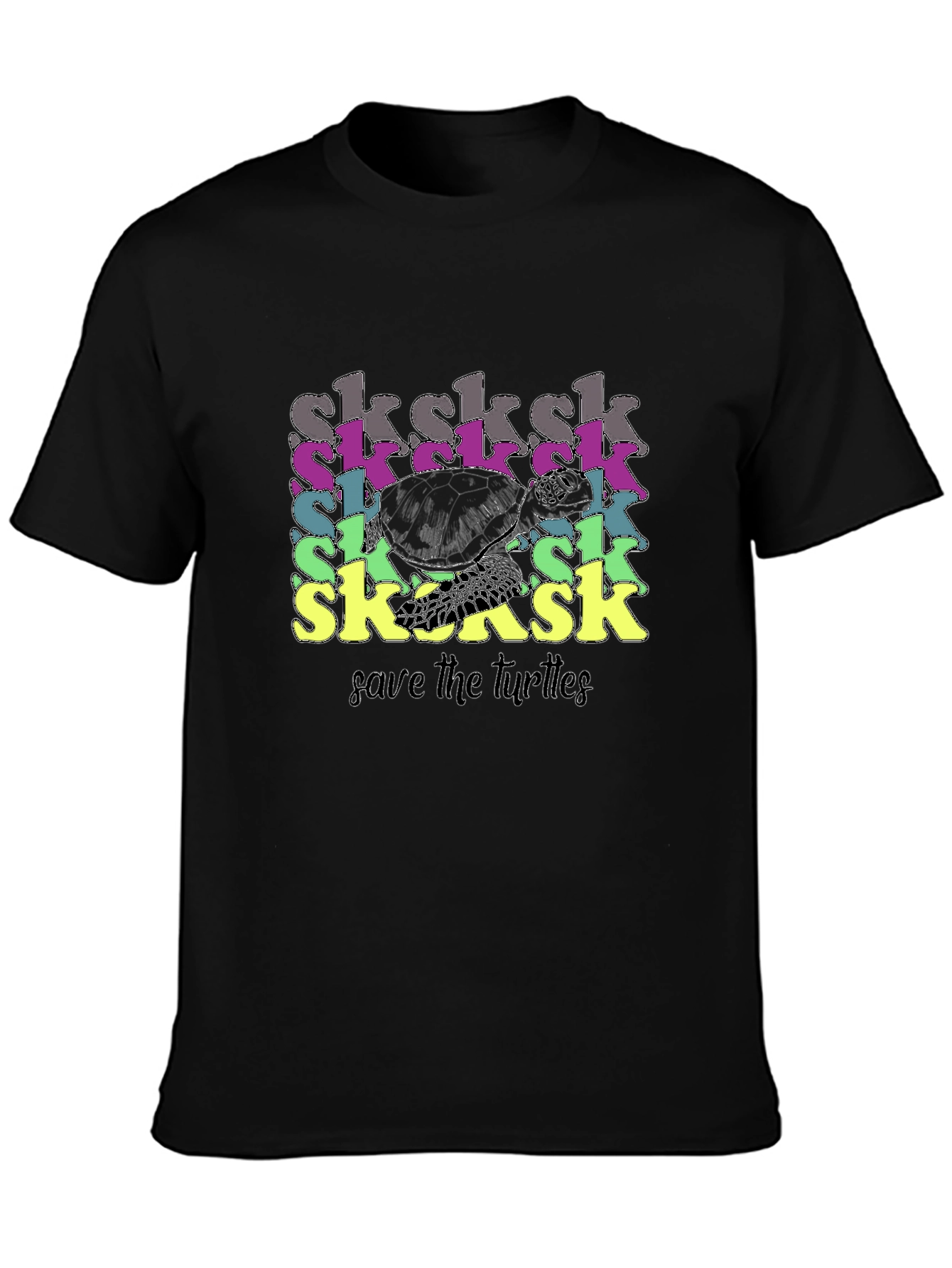 Save the Turtles! SkSkSk Black Graphic Tee