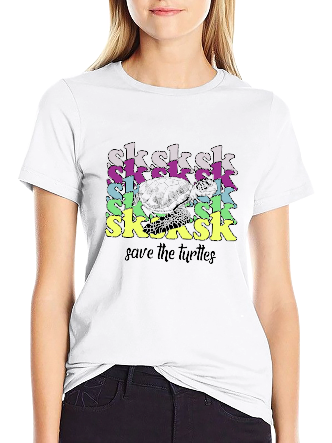 Save the Turtles! SkSkSk Black Graphic Tee