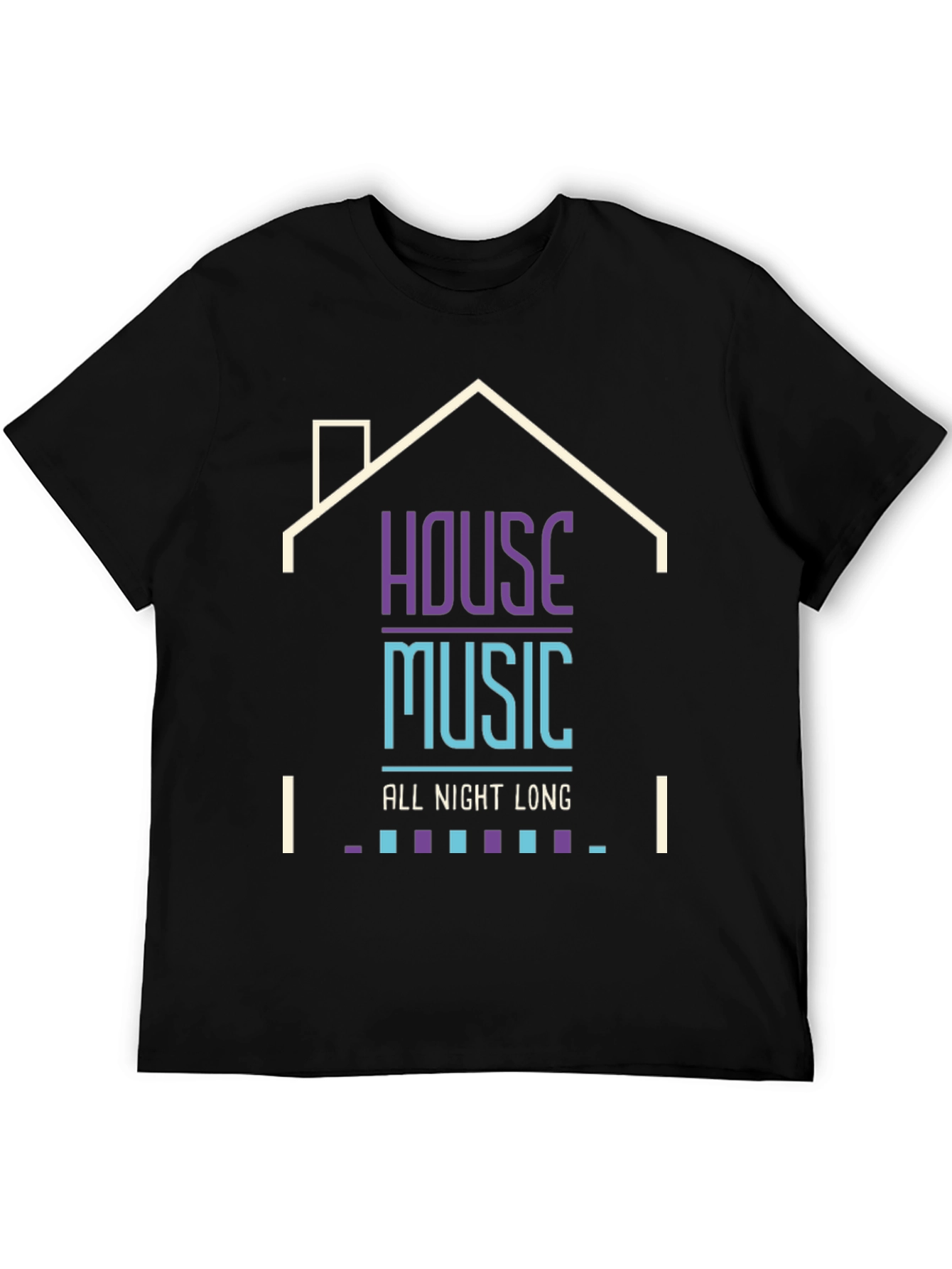 House Music All Night Long Black T-Shirt