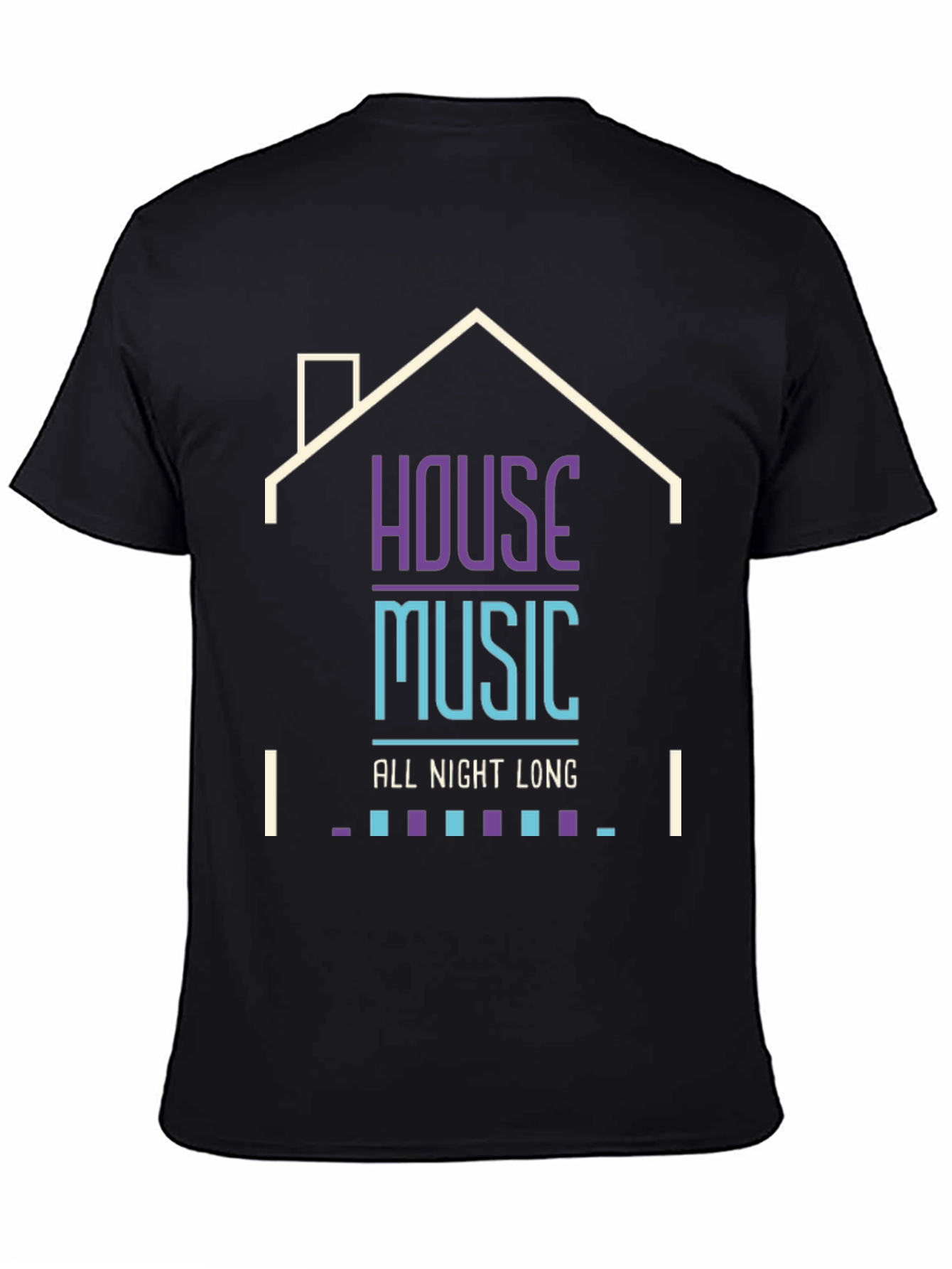 House Music All Night Long Black T-Shirt