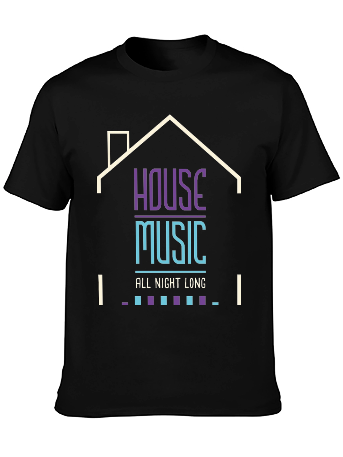 House Music All Night Long Black T-Shirt