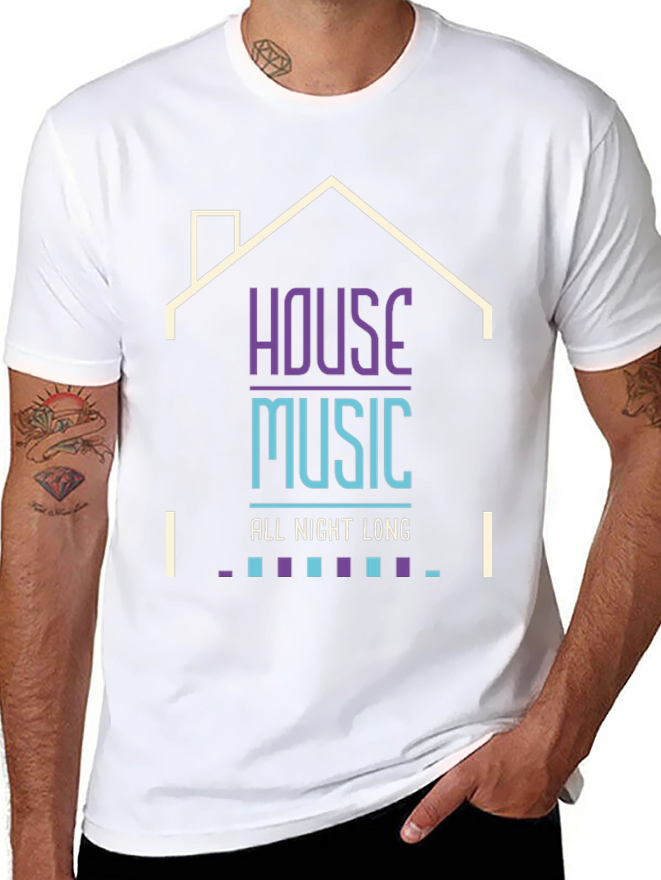 House Music All Night Long Black T-Shirt