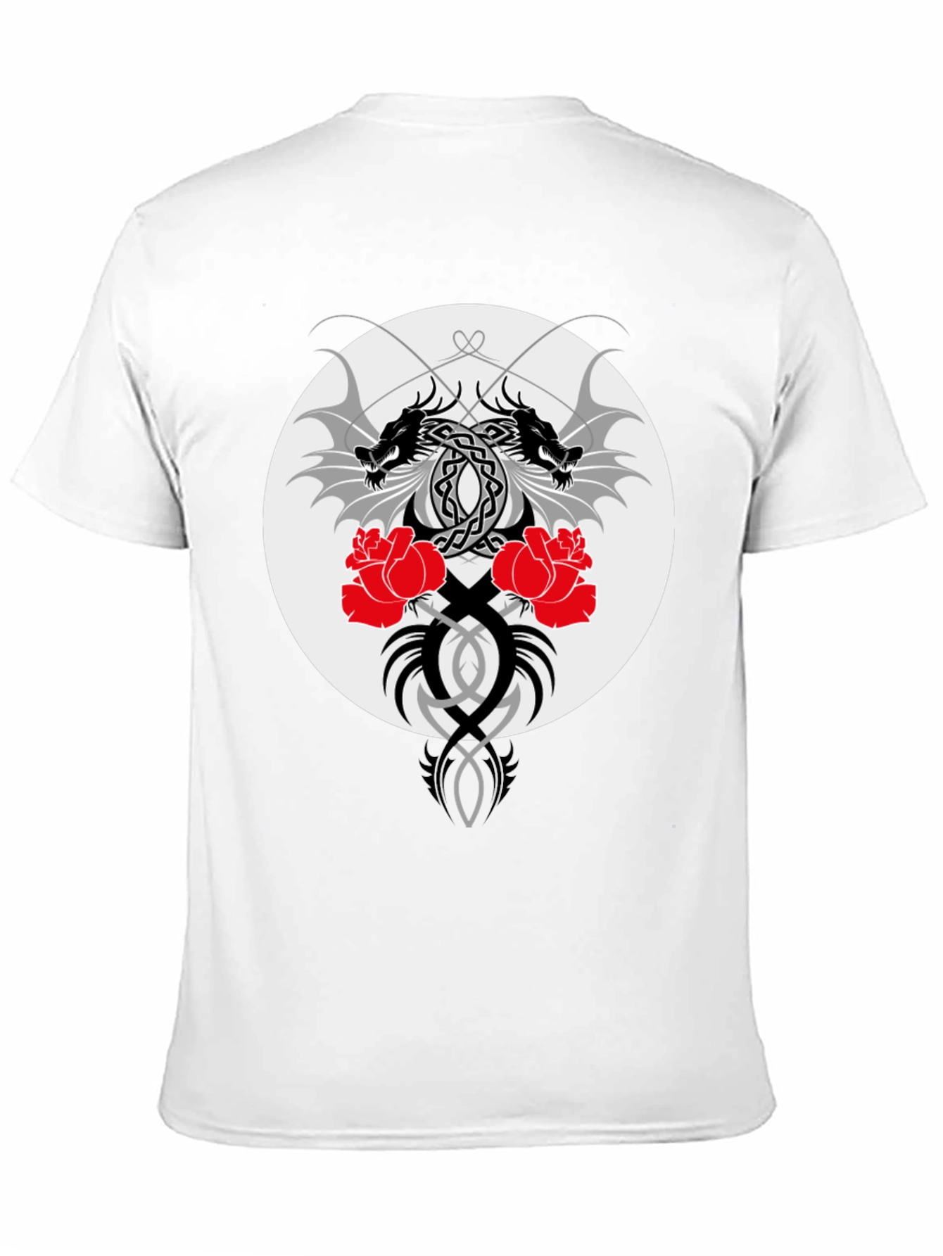 Dragon & Roses Graphic Black T-Shirt
