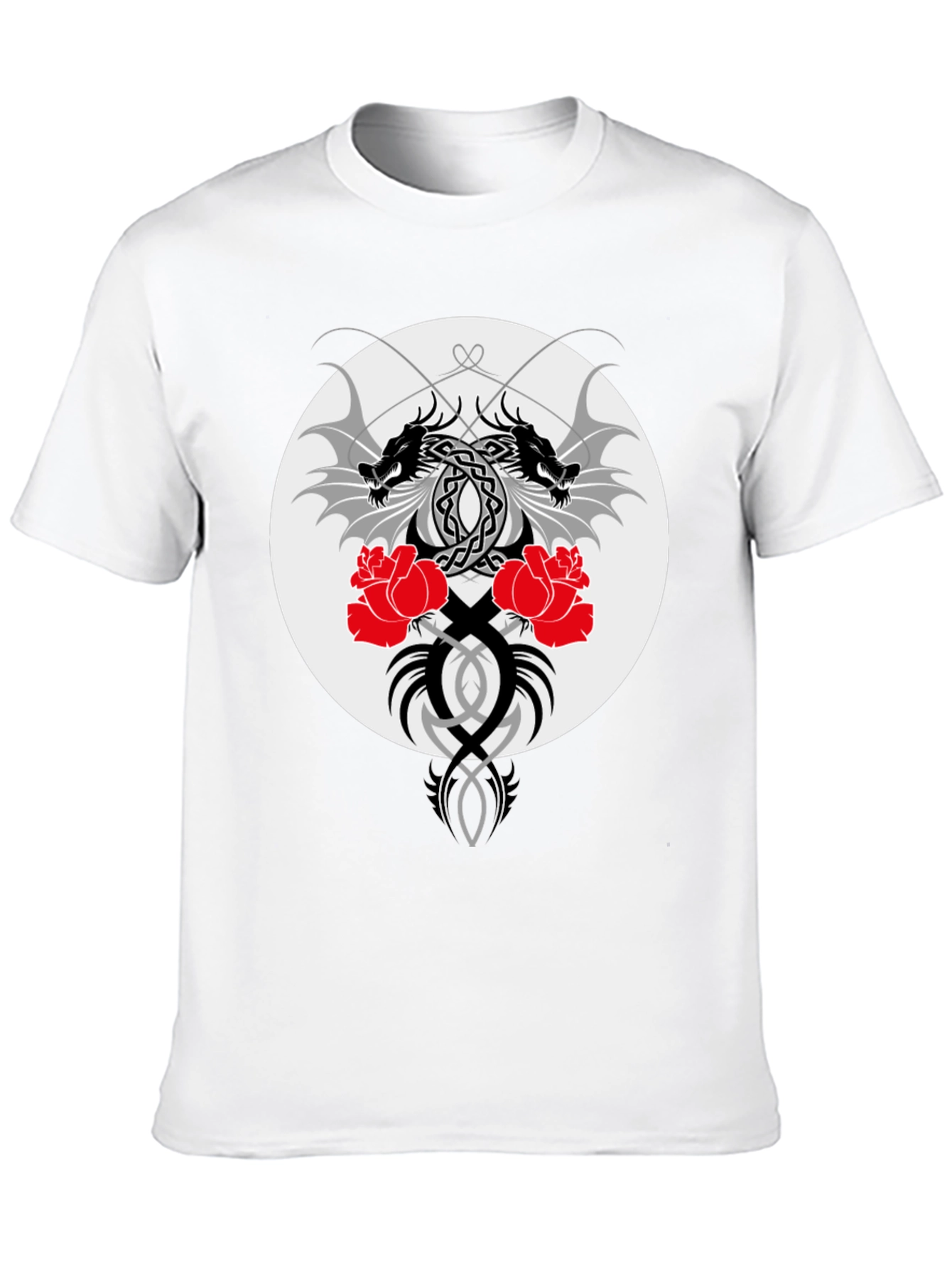 Dragon & Roses Graphic Black T-Shirt