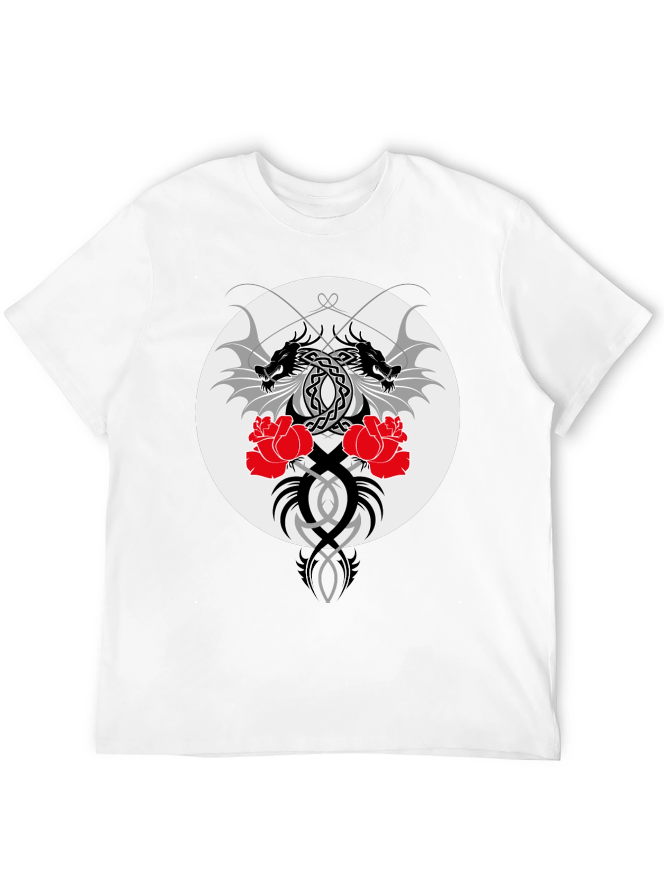 Dragon & Roses Graphic Black T-Shirt