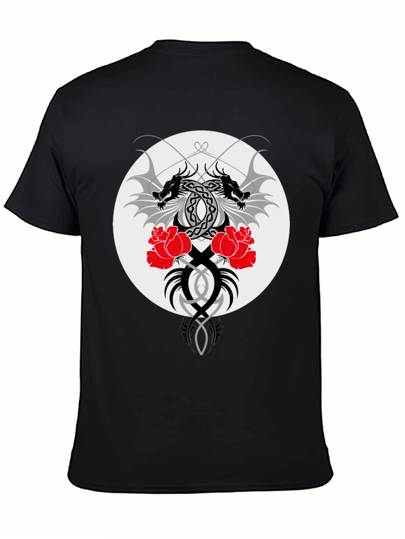 Dragon & Roses Graphic Black T-Shirt