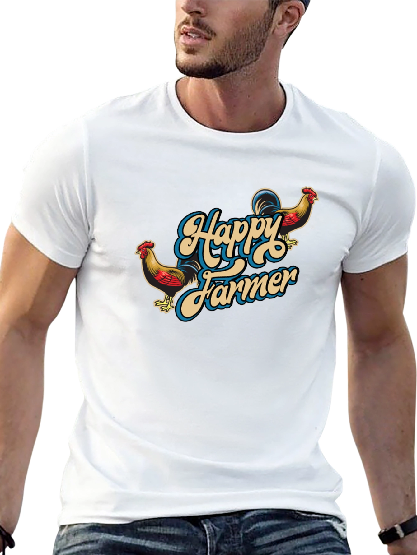 Happy Farmer Black Graphic T-Shirt
