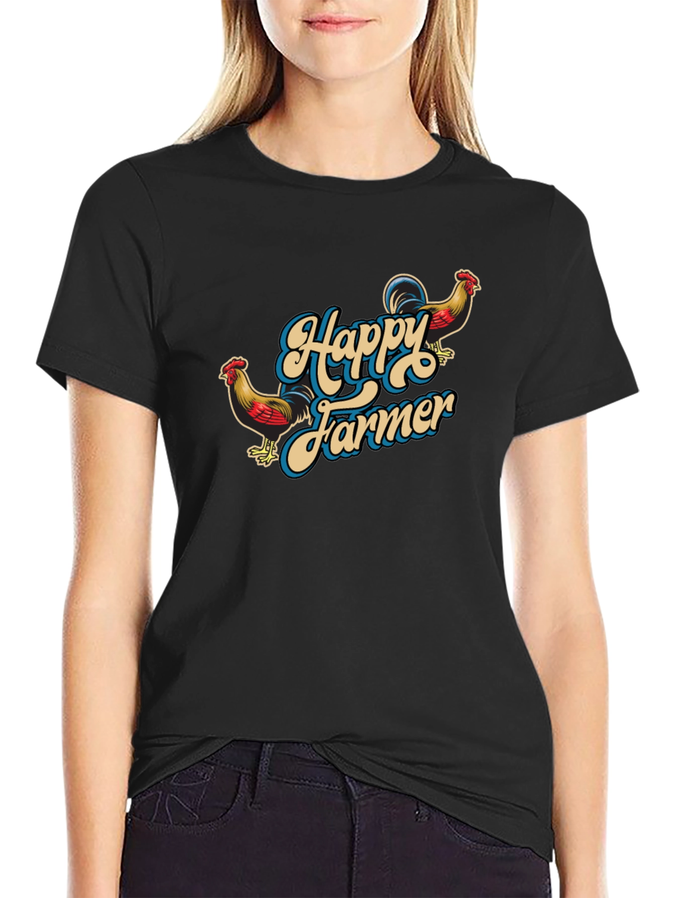 Happy Farmer Black Graphic T-Shirt