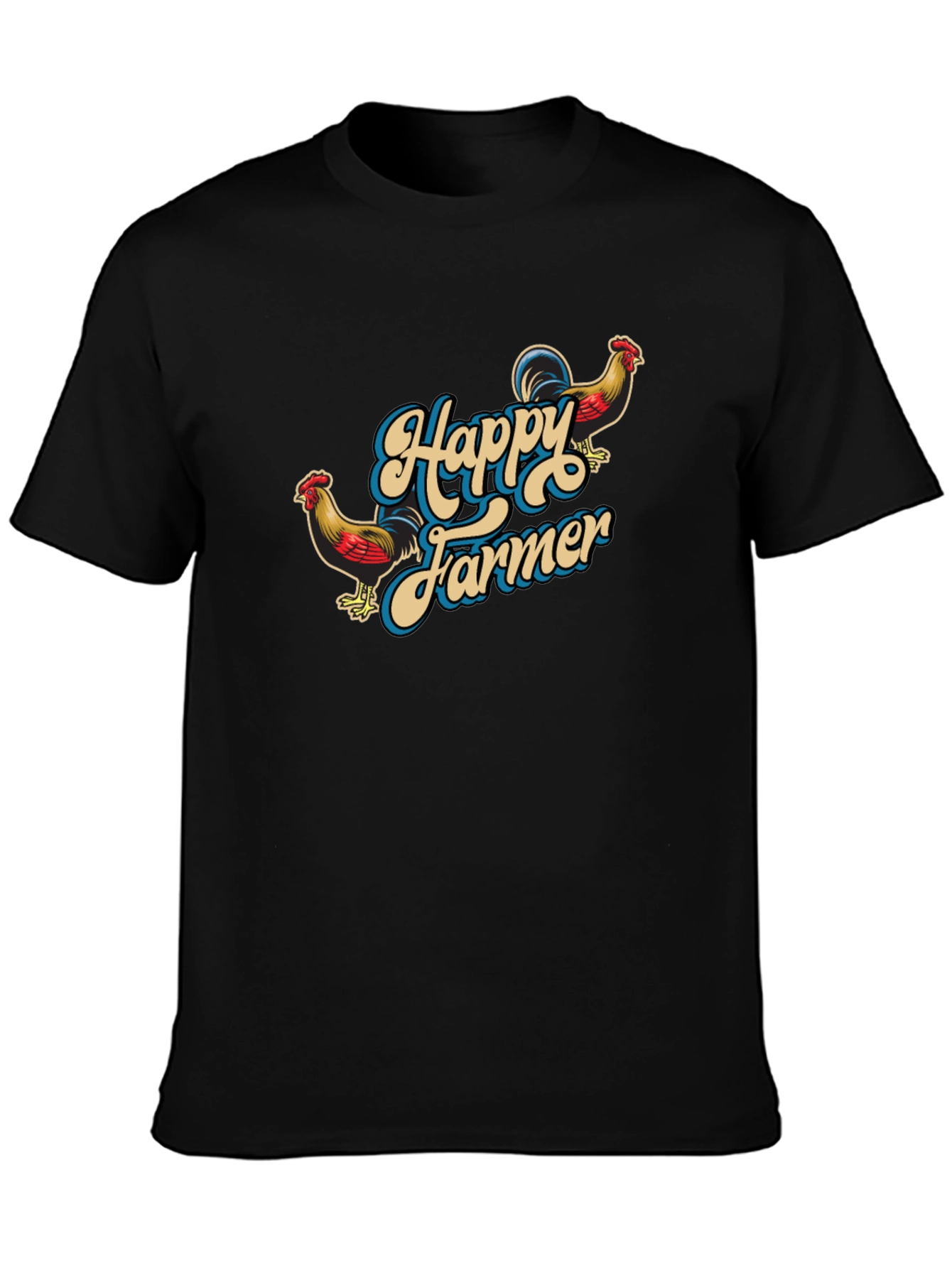 Happy Farmer Black Graphic T-Shirt