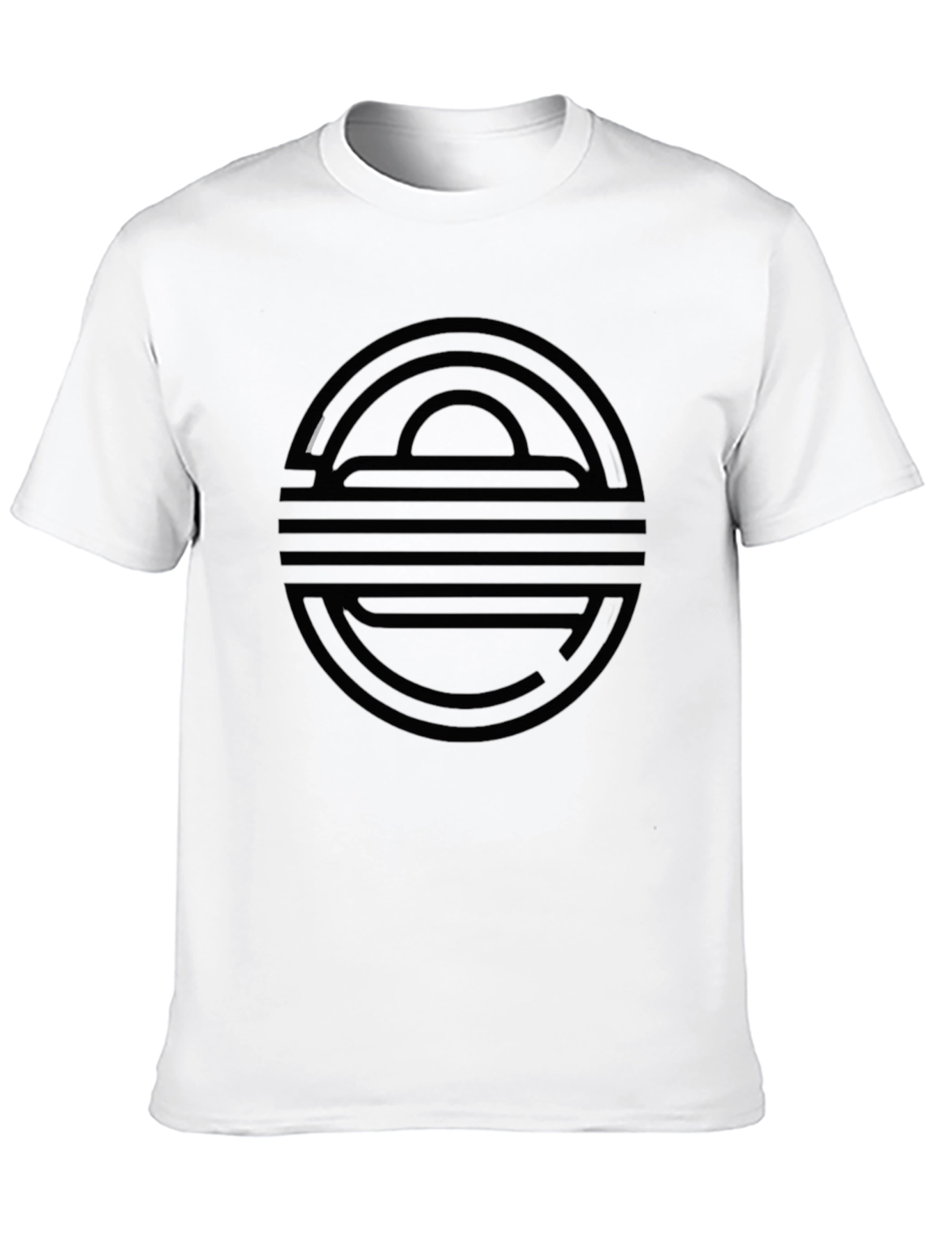 Modern Geometric Graphic Tee - Black
