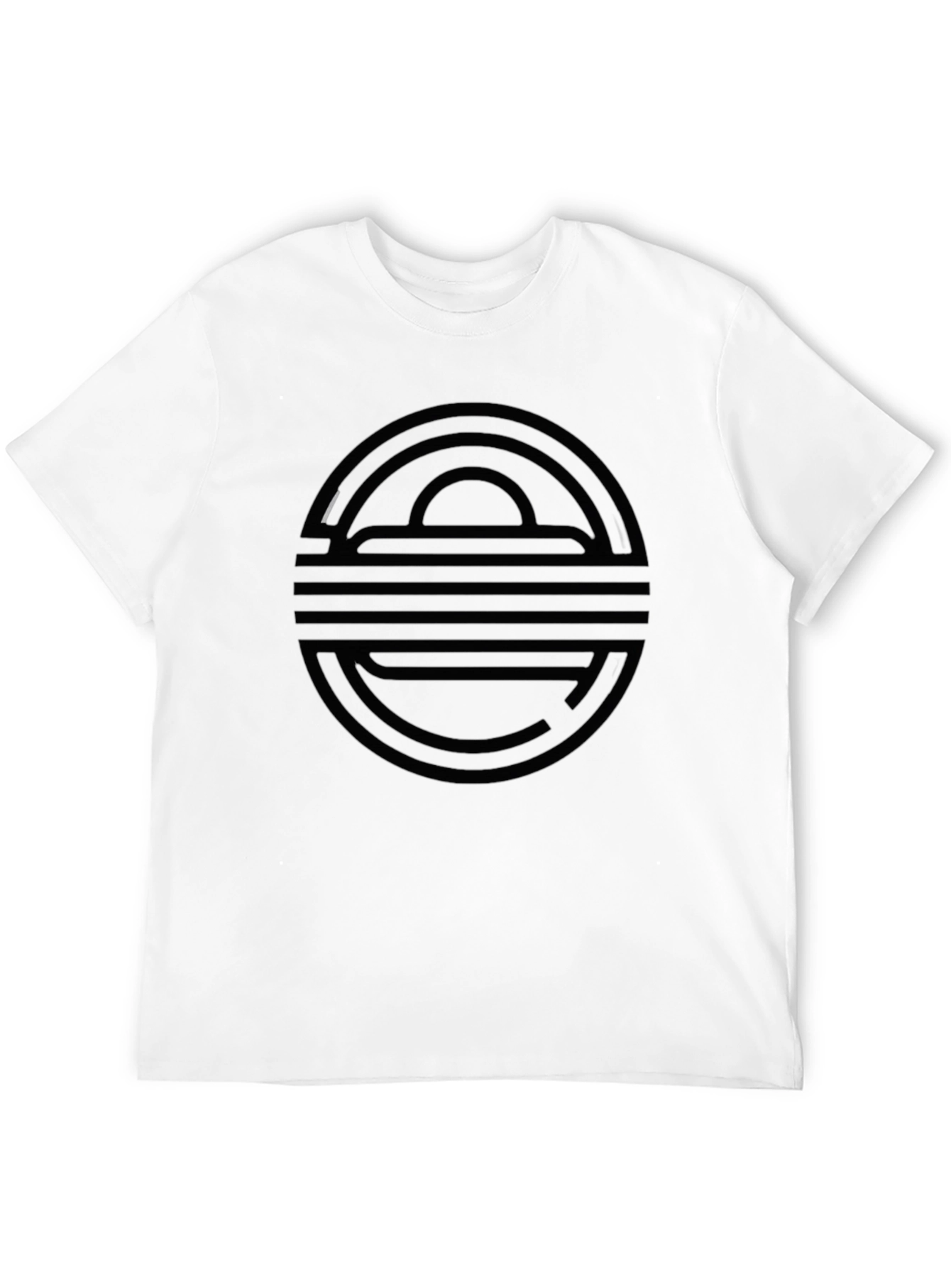 Modern Geometric Graphic Tee - Black