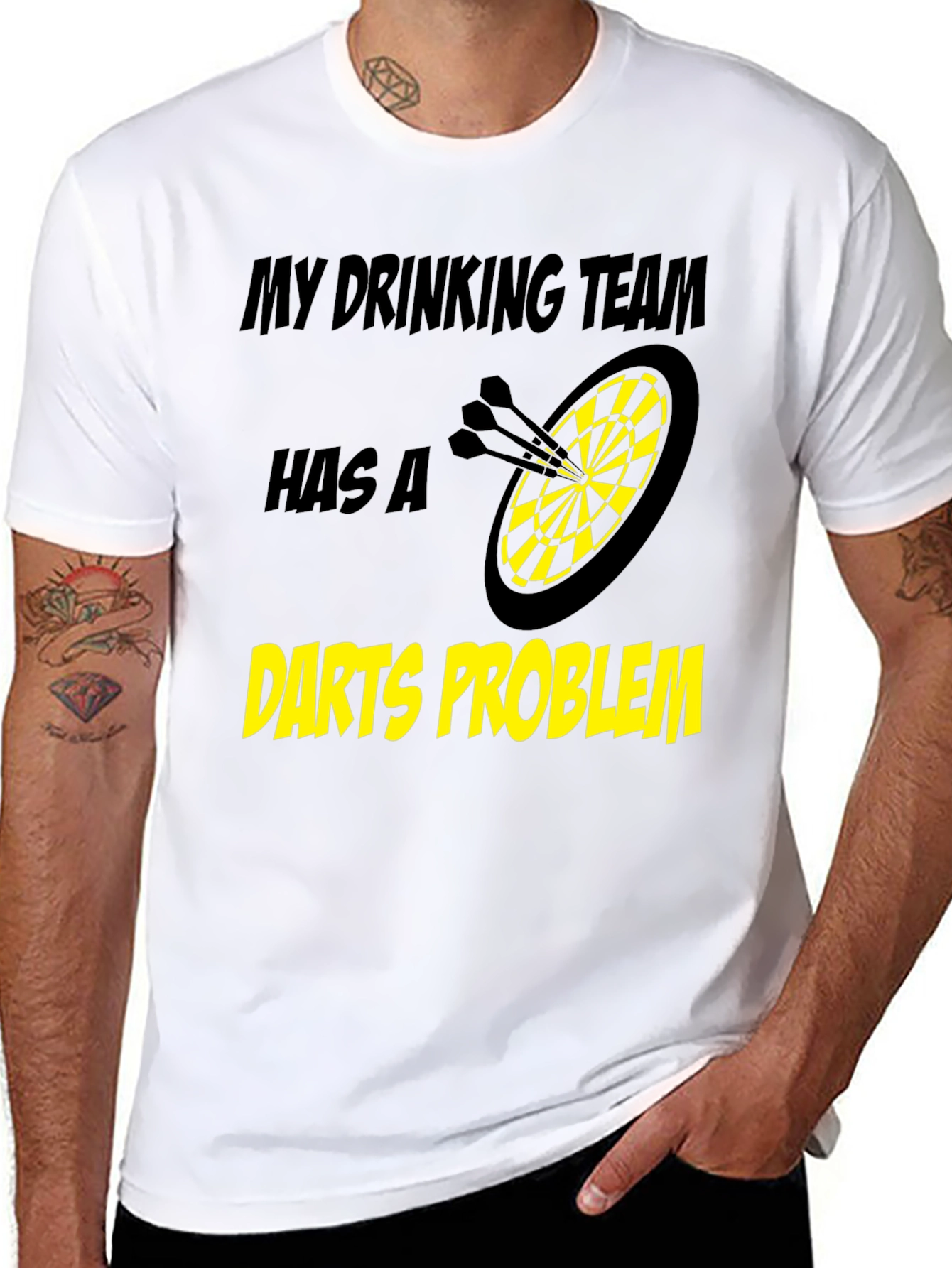 Darts Problem Funny Drinking Team Black T-Shirt