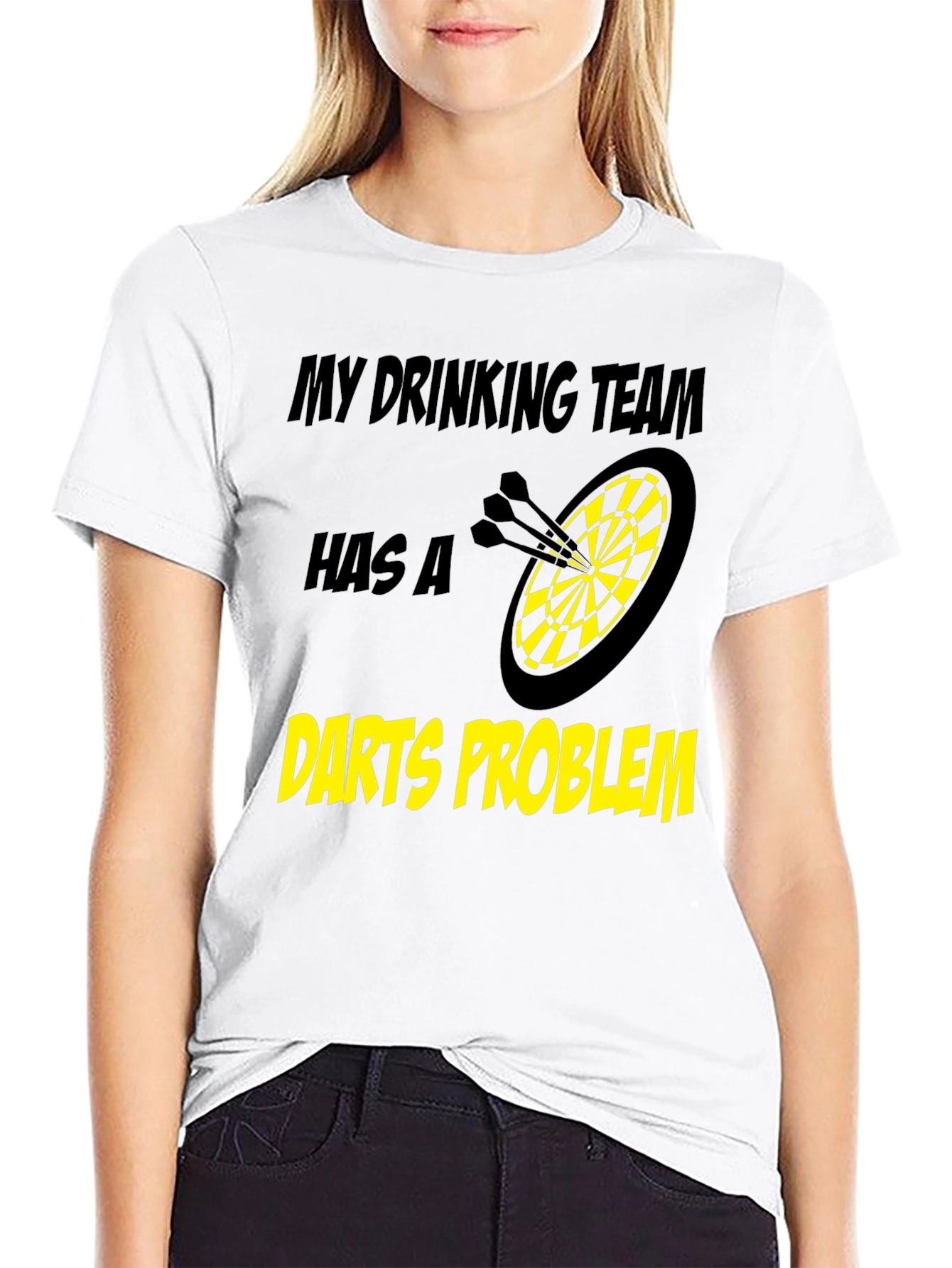 Darts Problem Funny Drinking Team Black T-Shirt