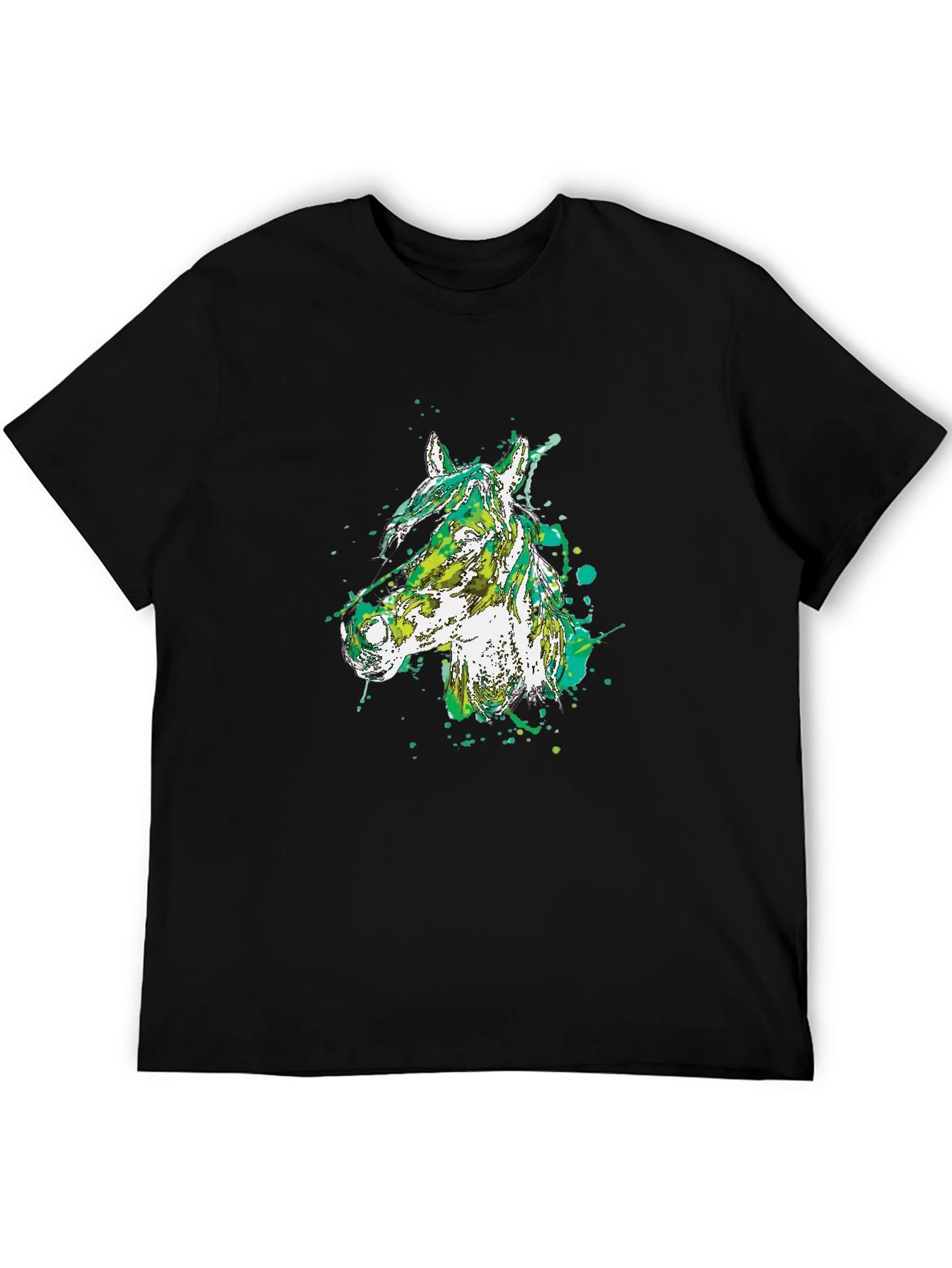 Abstract Horse Head Black T-Shirt