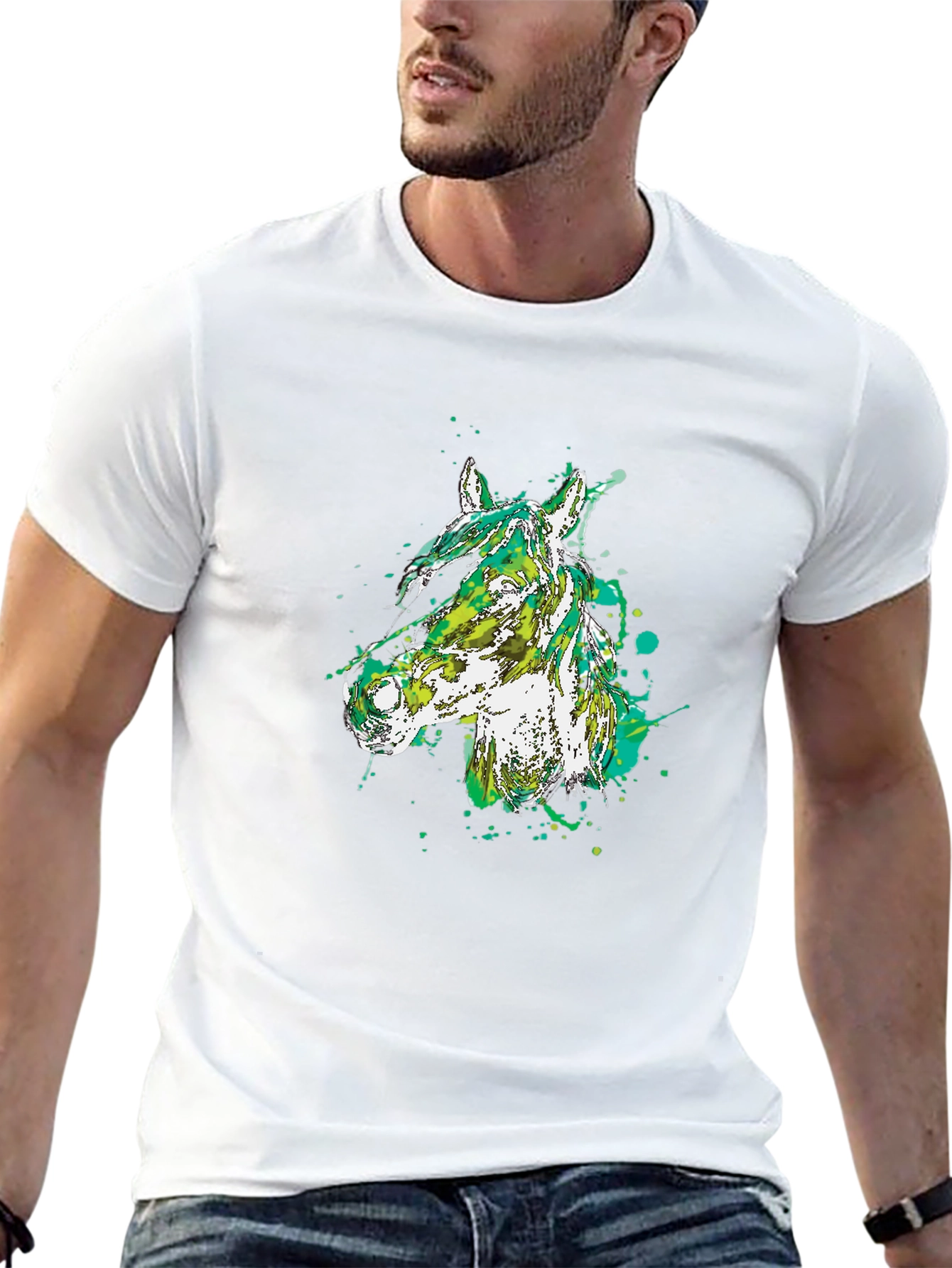 Abstract Horse Head Black T-Shirt