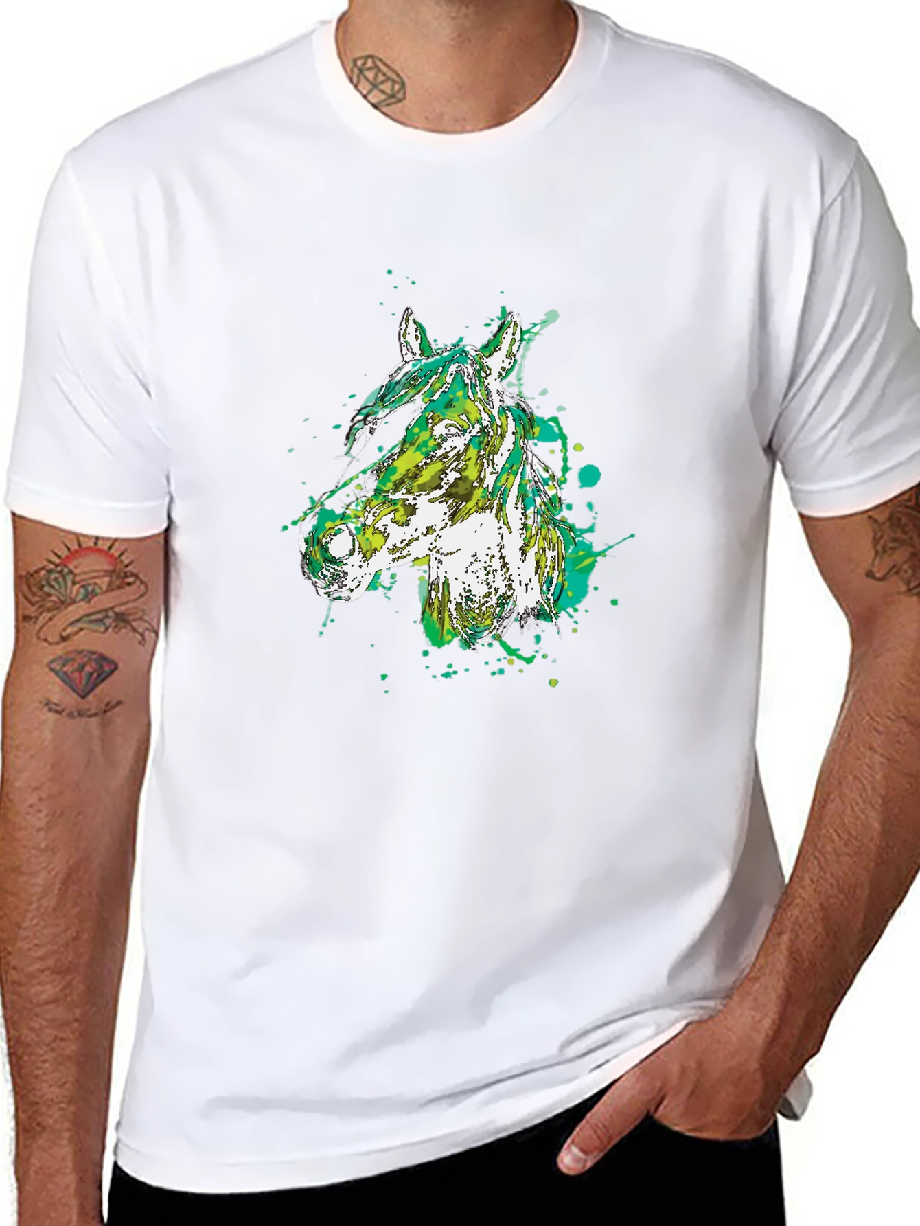 Abstract Horse Head Black T-Shirt