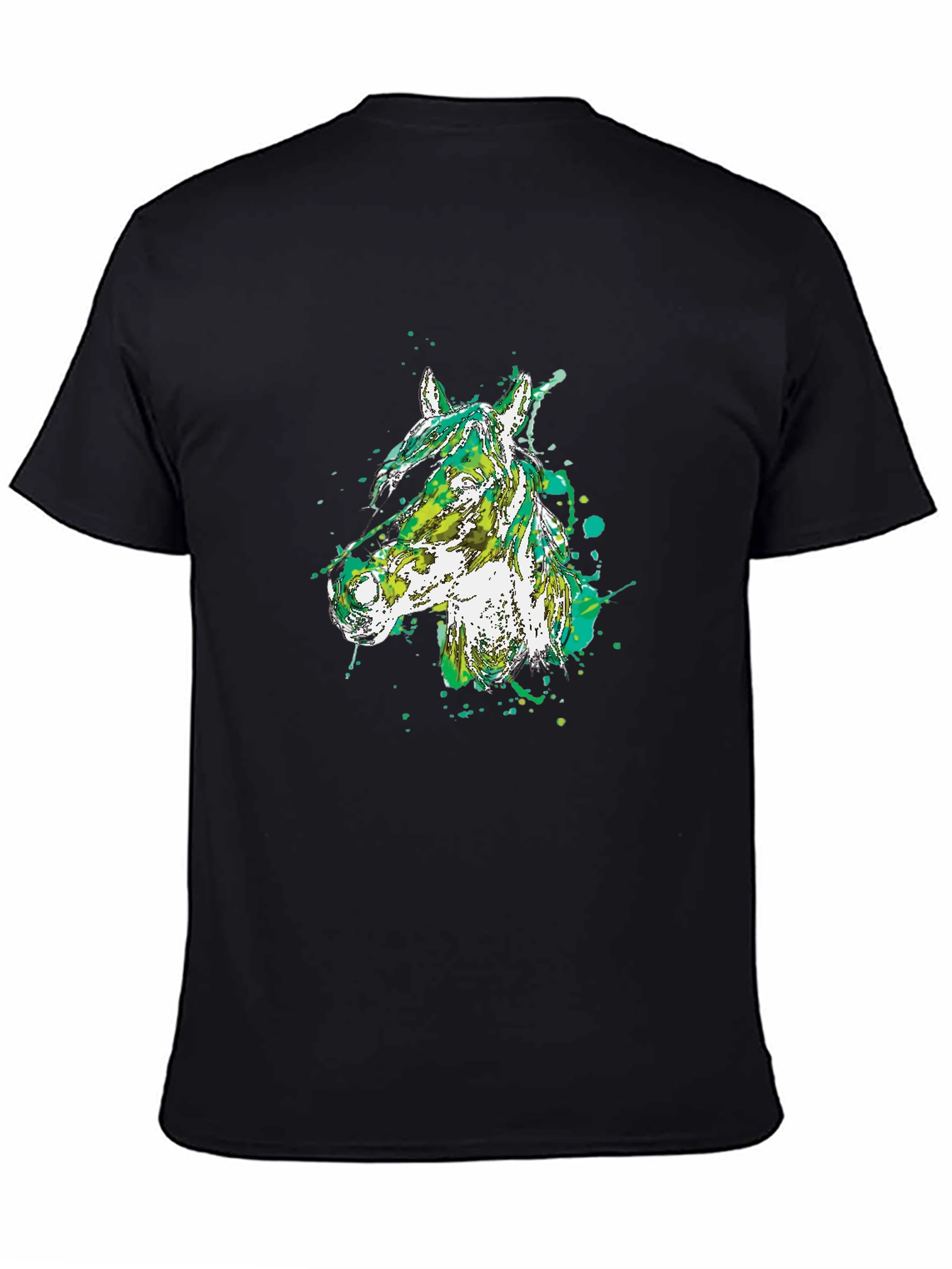 Abstract Horse Head Black T-Shirt