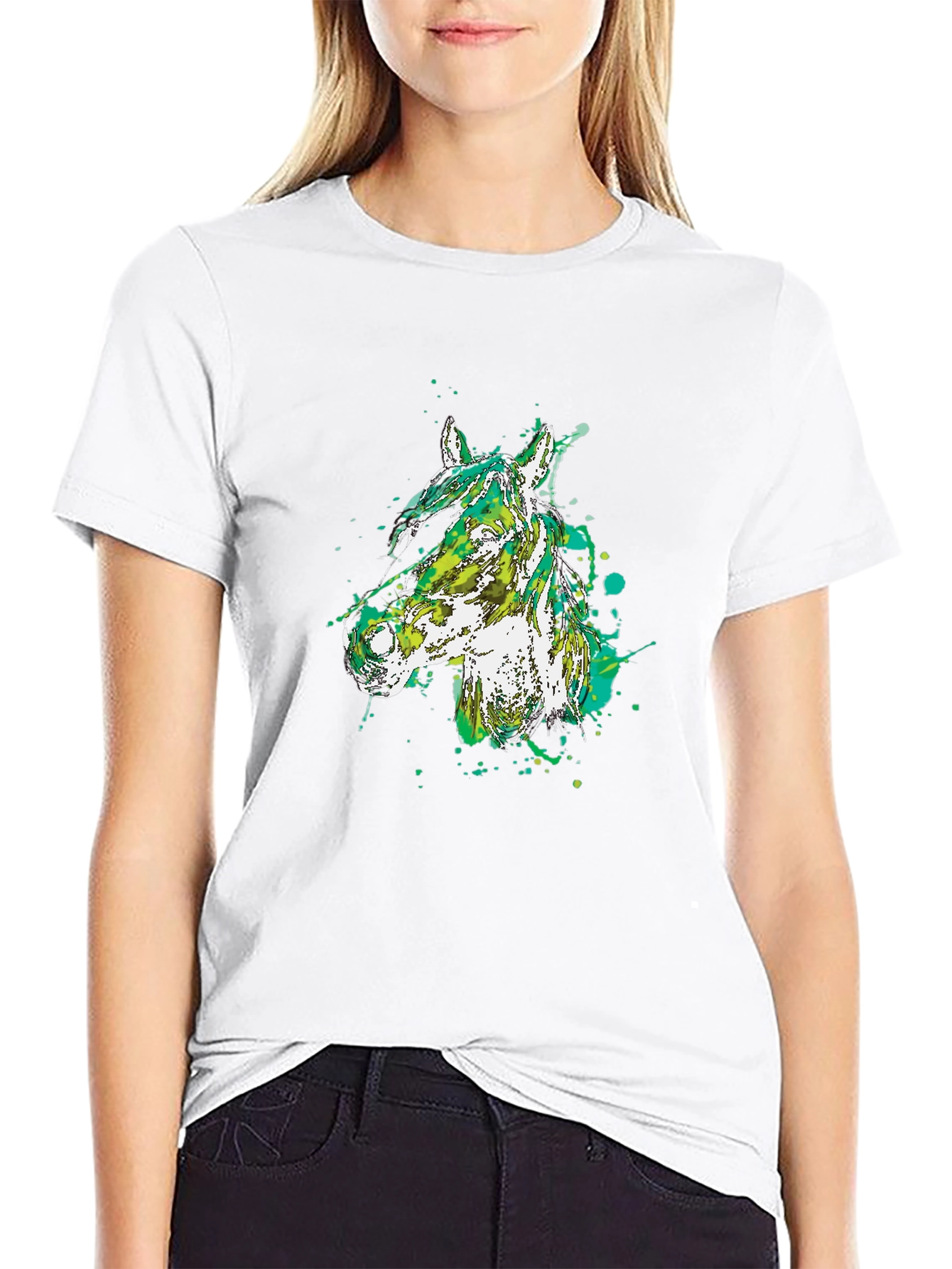 Abstract Horse Head Black T-Shirt