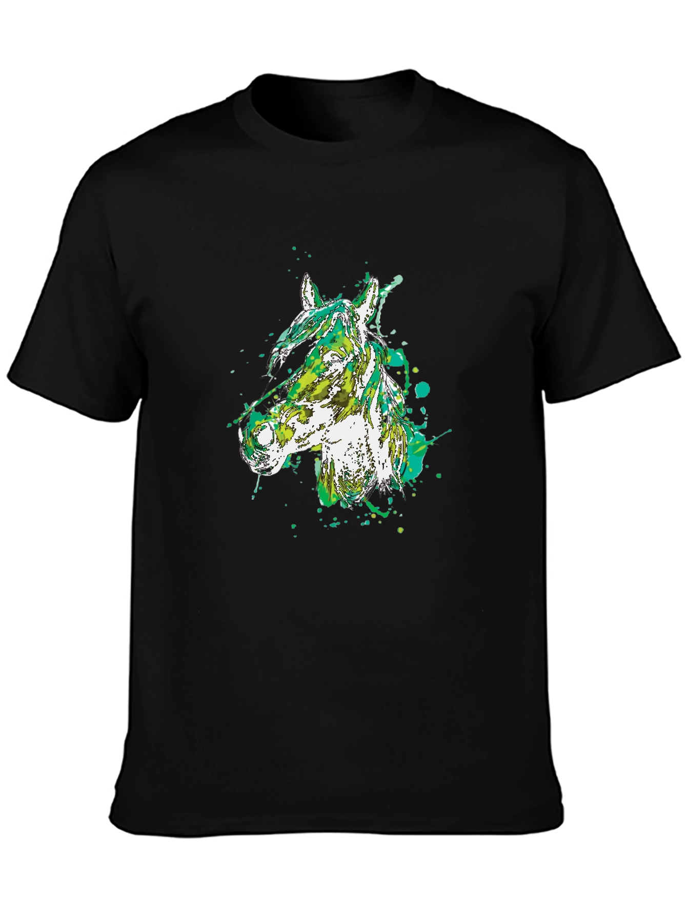 Abstract Horse Head Black T-Shirt