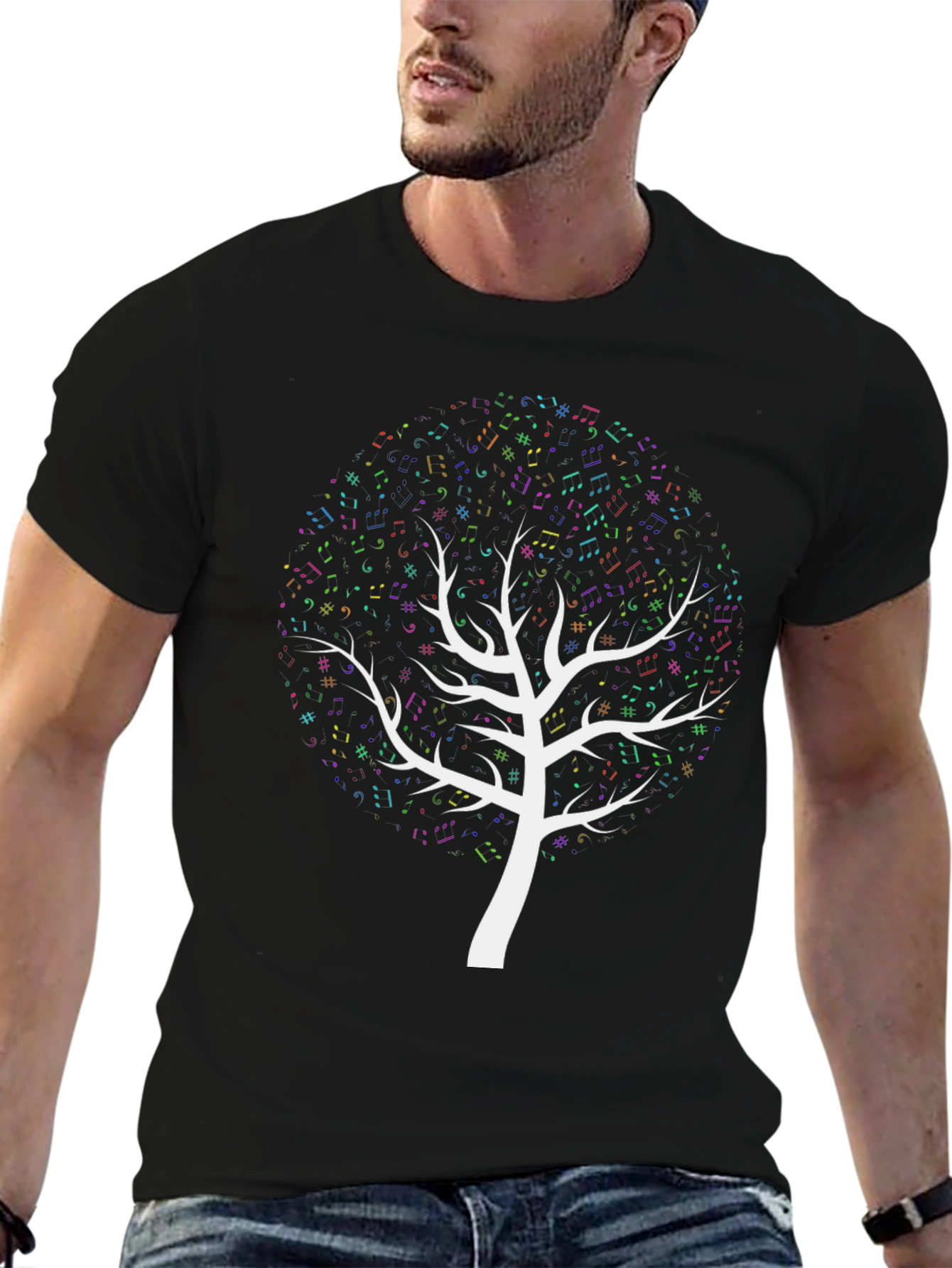 Music Notes Tree Graphic T-Shirt