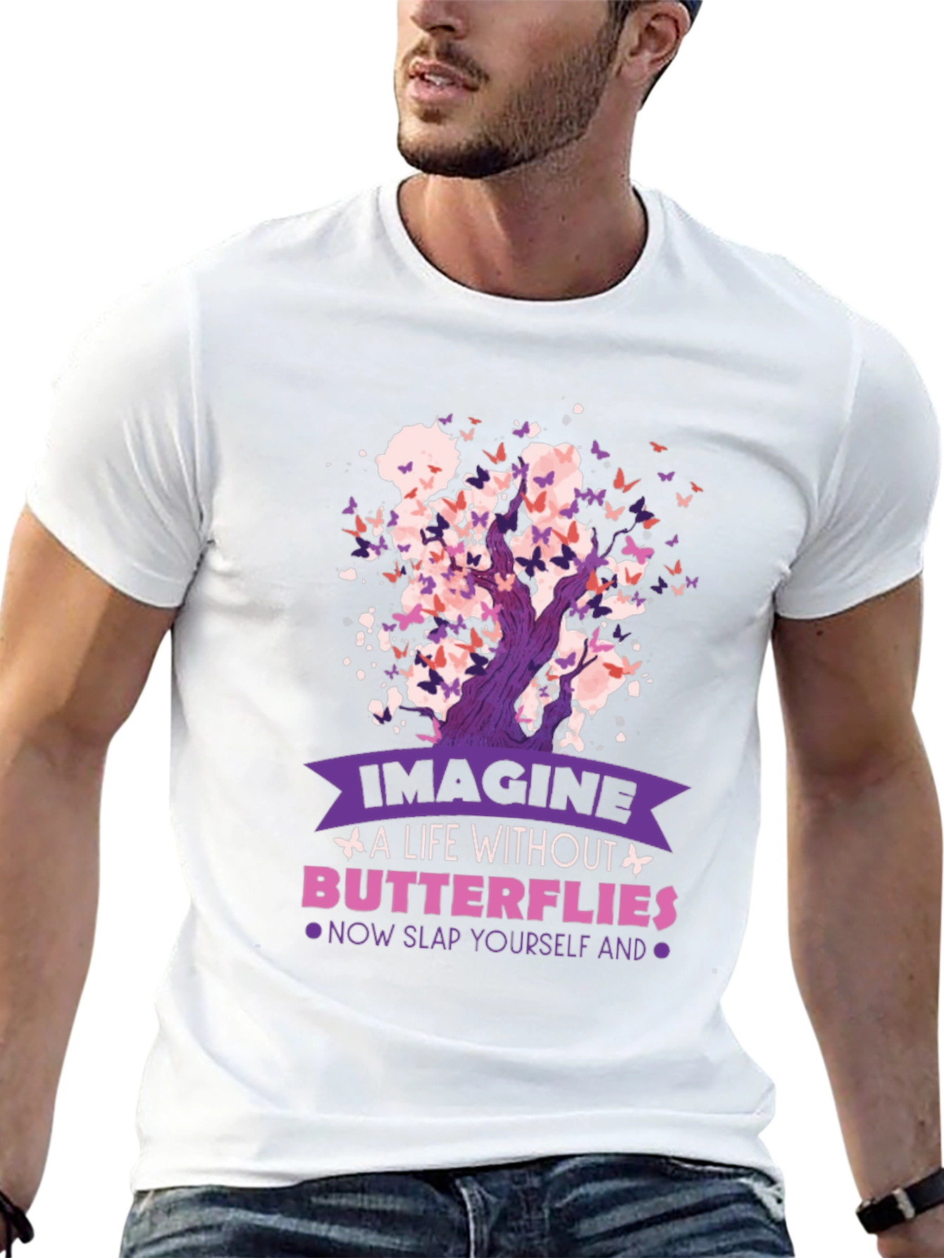 Butterfly Tree Graphic Black T-Shirt