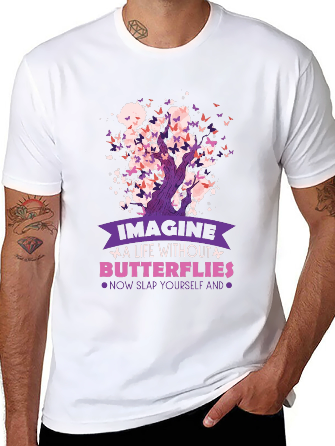 Butterfly Tree Graphic Black T-Shirt