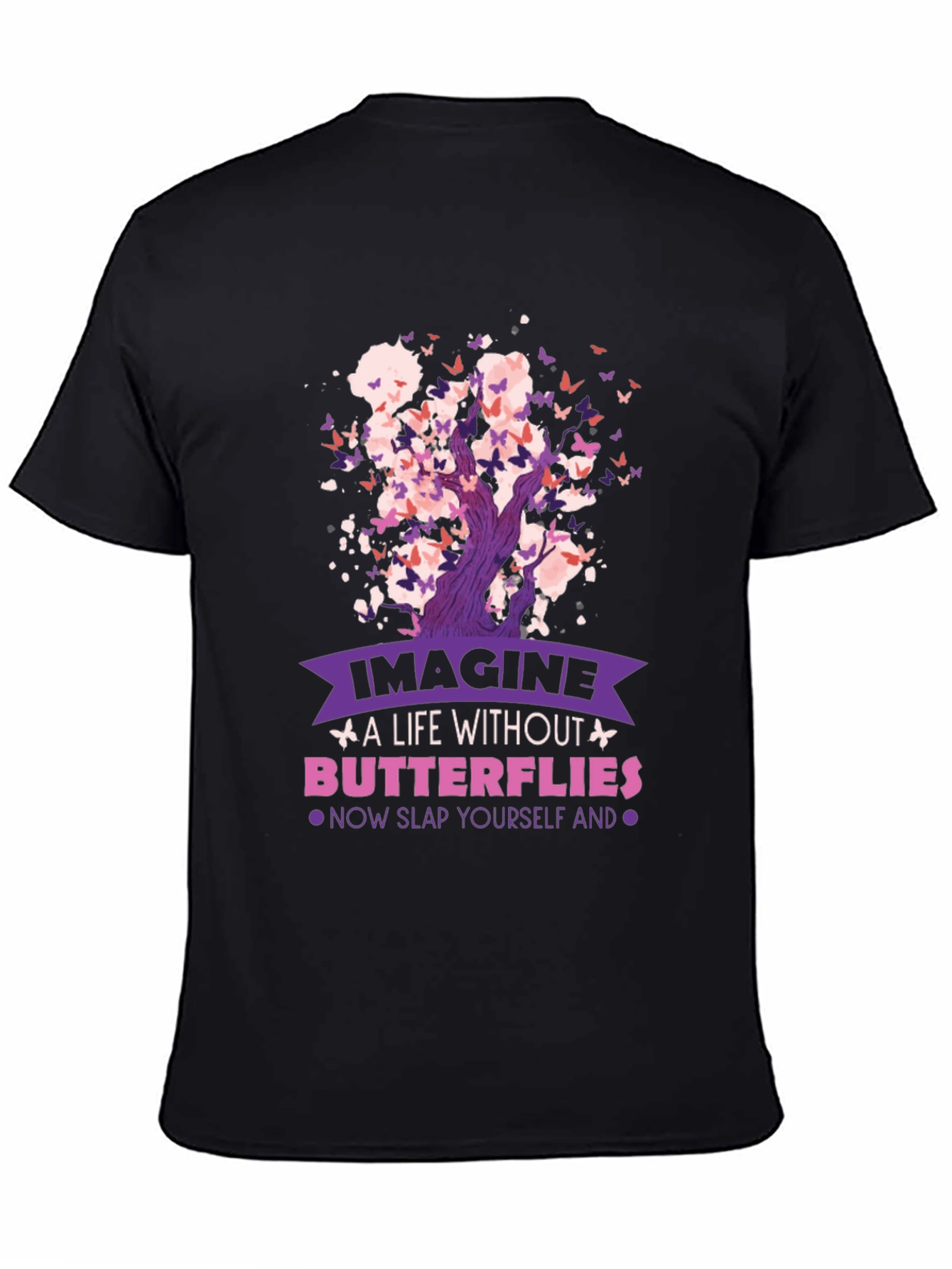 Butterfly Tree Graphic Black T-Shirt
