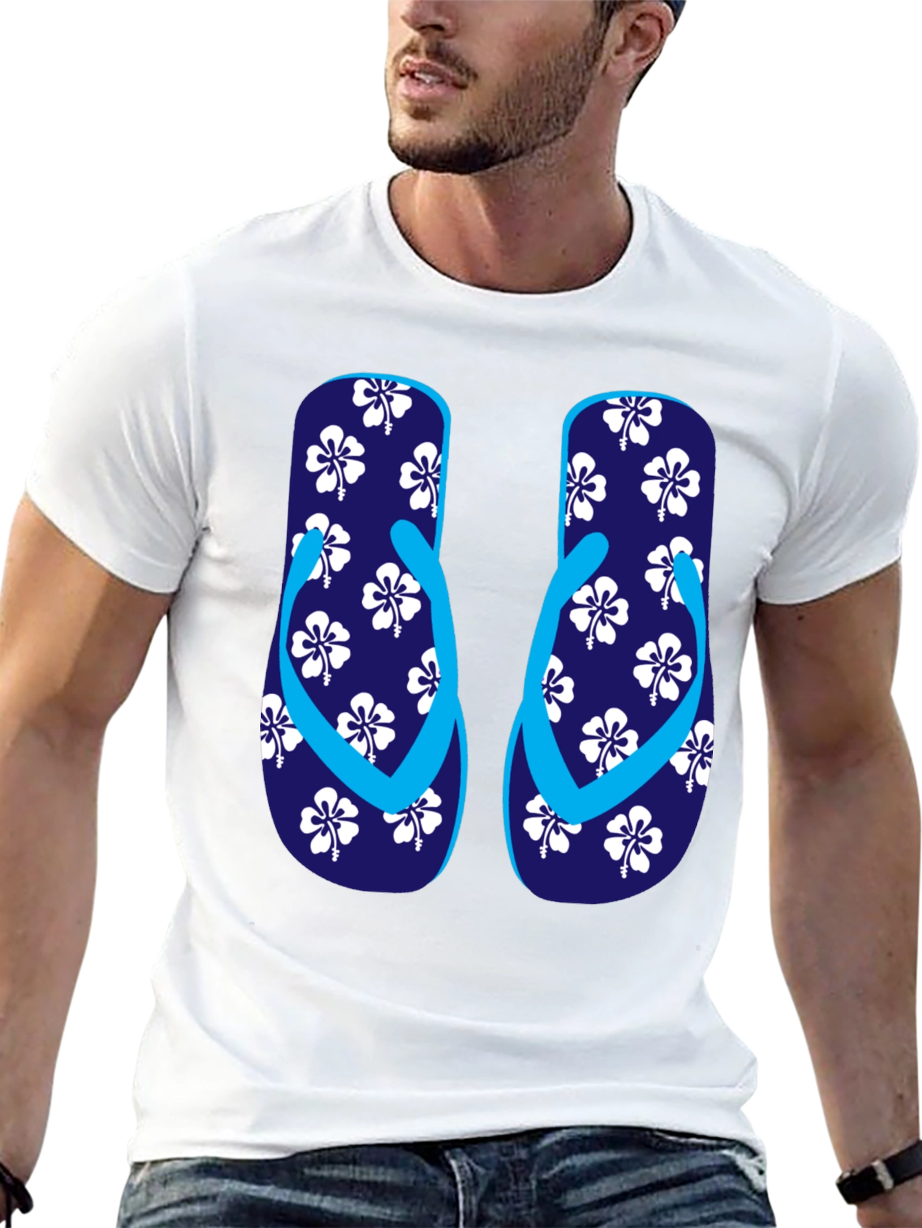 Hibiscus Flip-Flop T-Shirt - Casual Summer Style