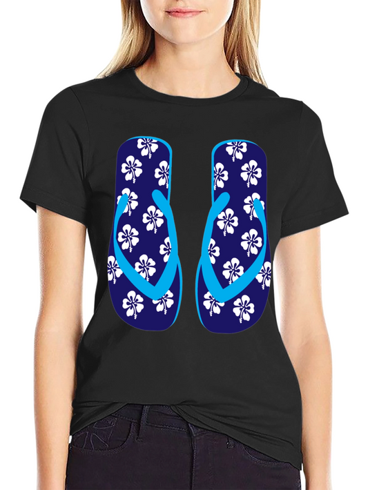 Hibiscus Flip-Flop T-Shirt - Casual Summer Style