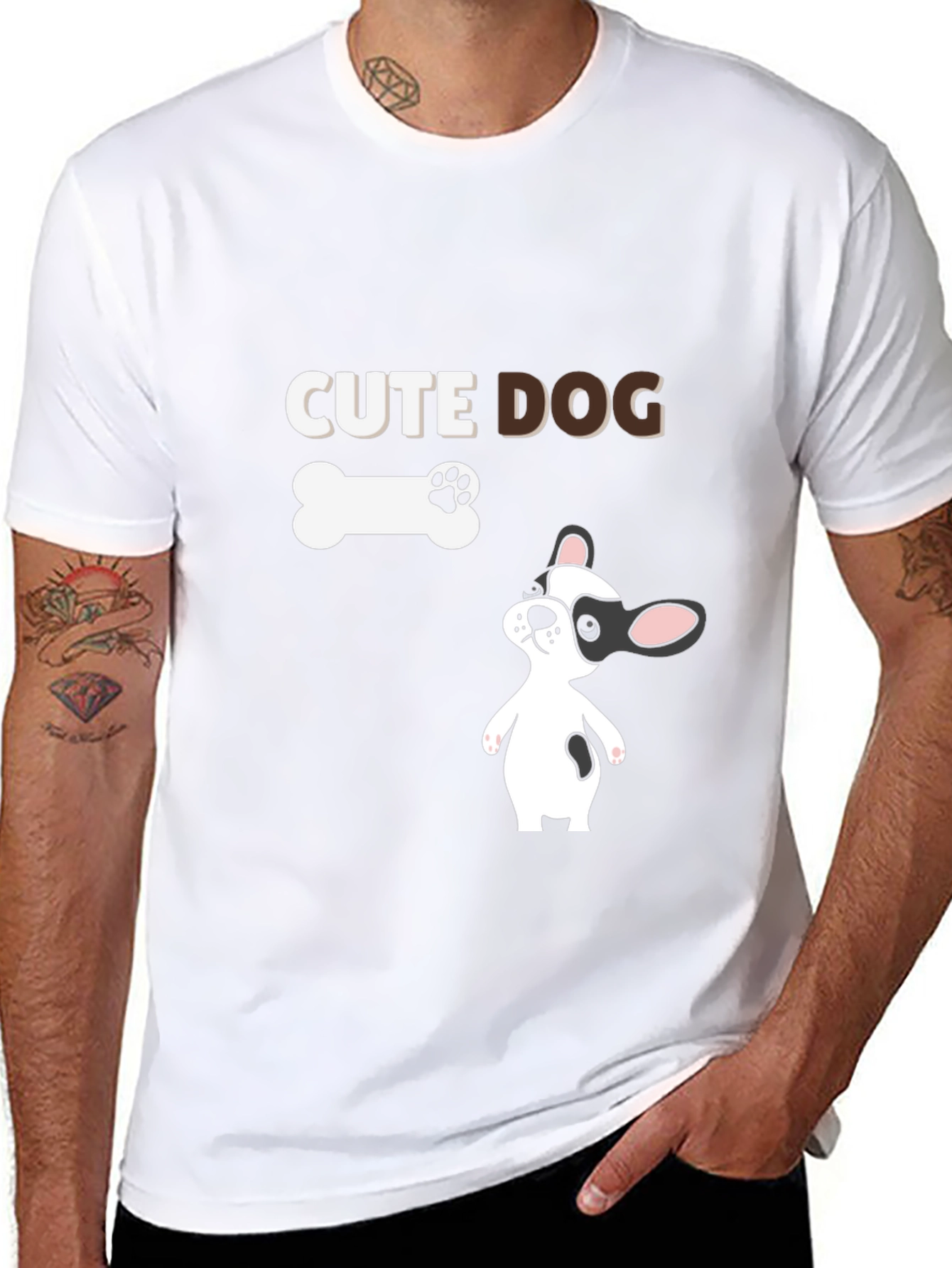 Cute Dog Graphic Black T-Shirt