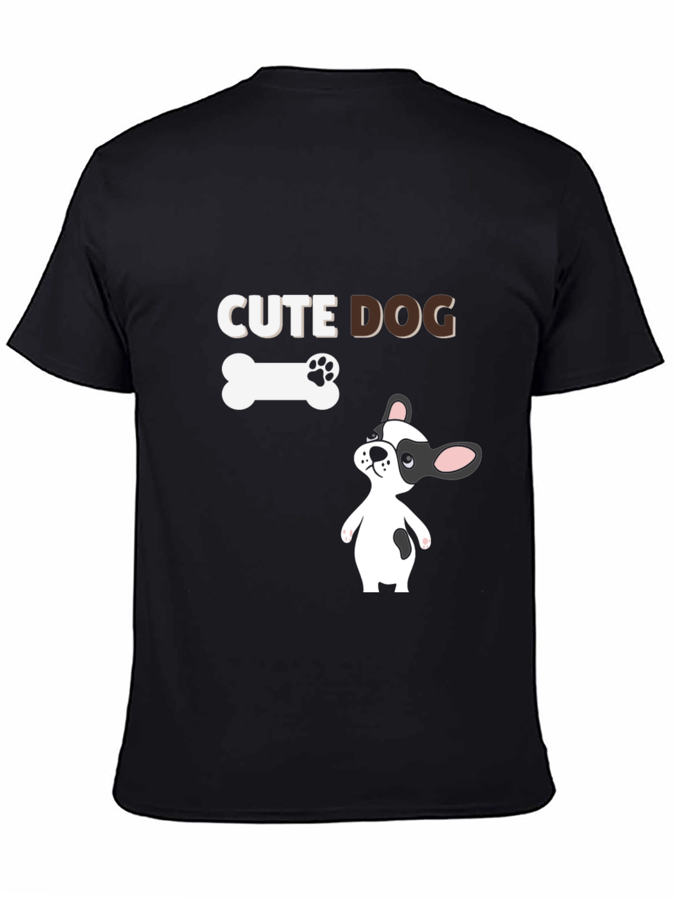 Cute Dog Graphic Black T-Shirt