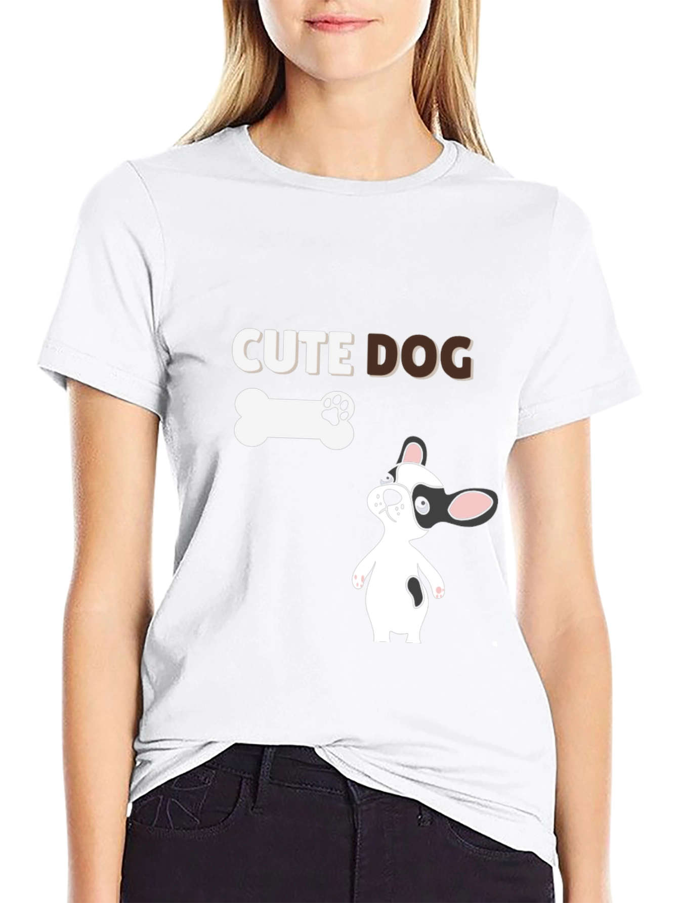 Cute Dog Graphic Black T-Shirt