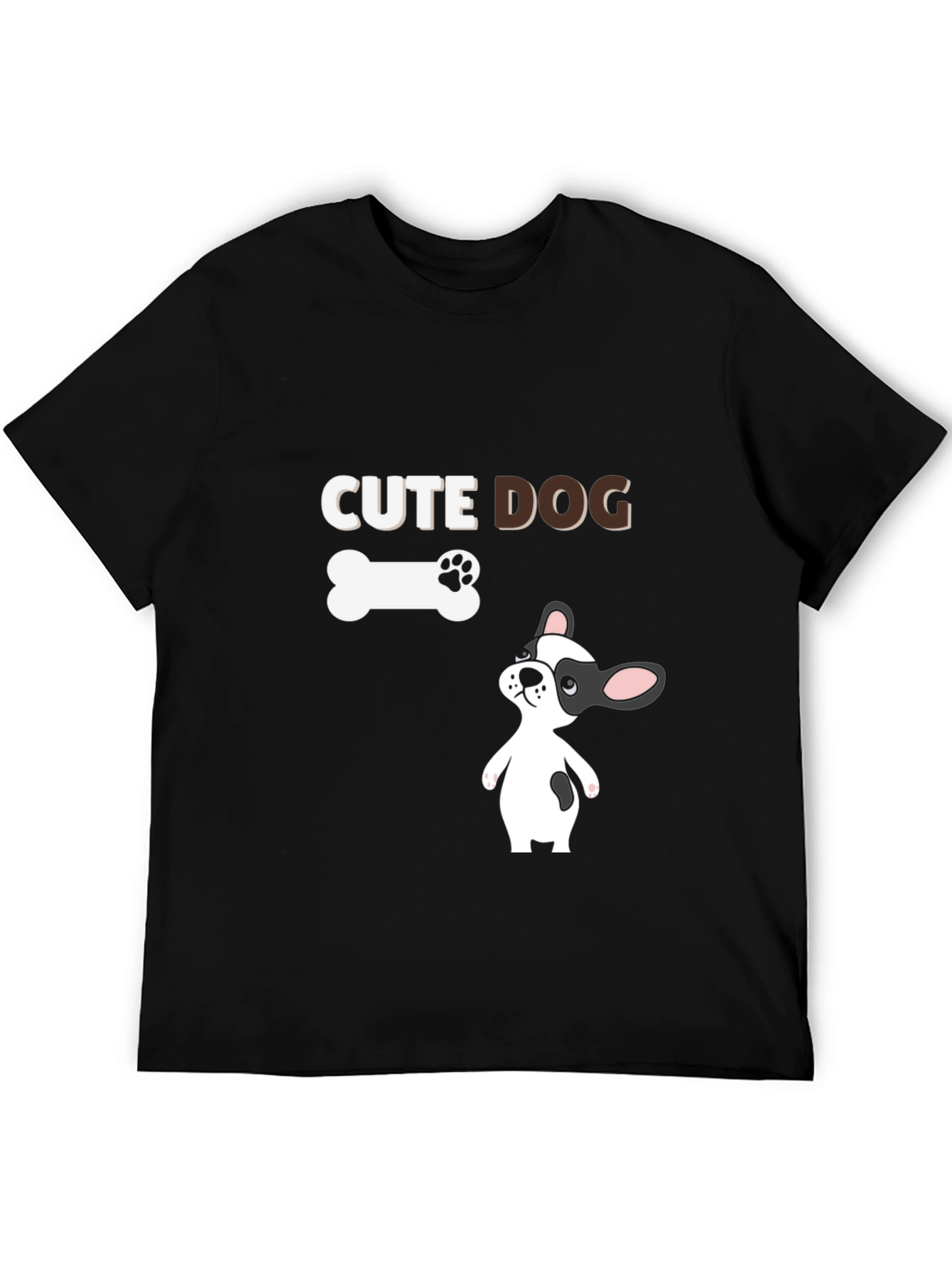 Cute Dog Graphic Black T-Shirt