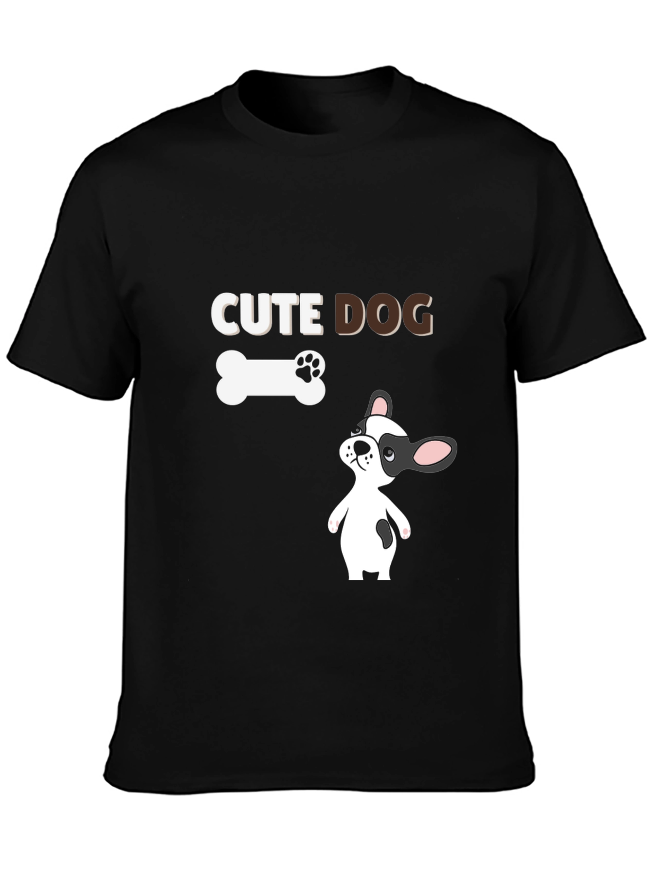 Cute Dog Graphic Black T-Shirt