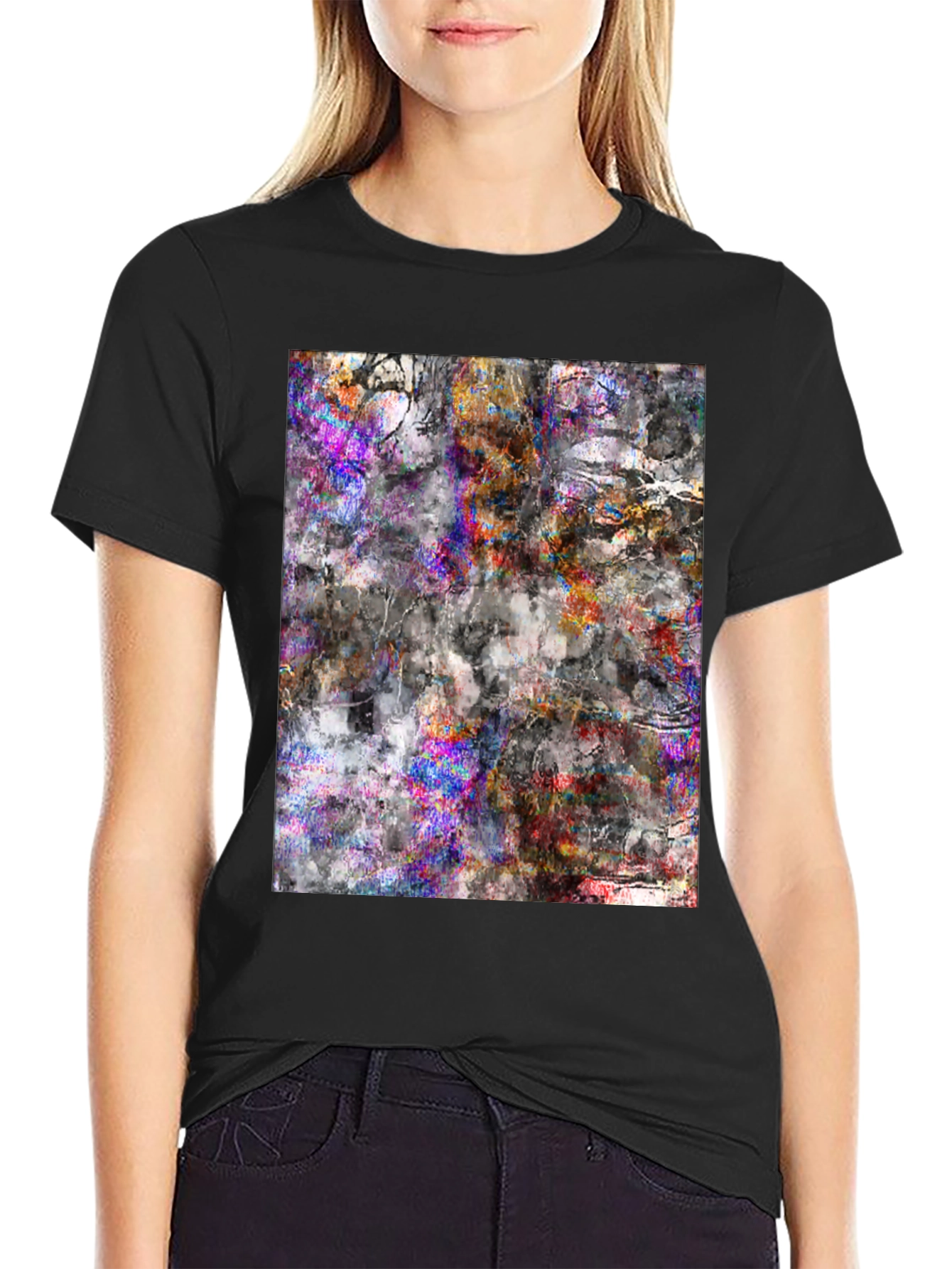 Abstract Art Tee - Black Cotton Blend