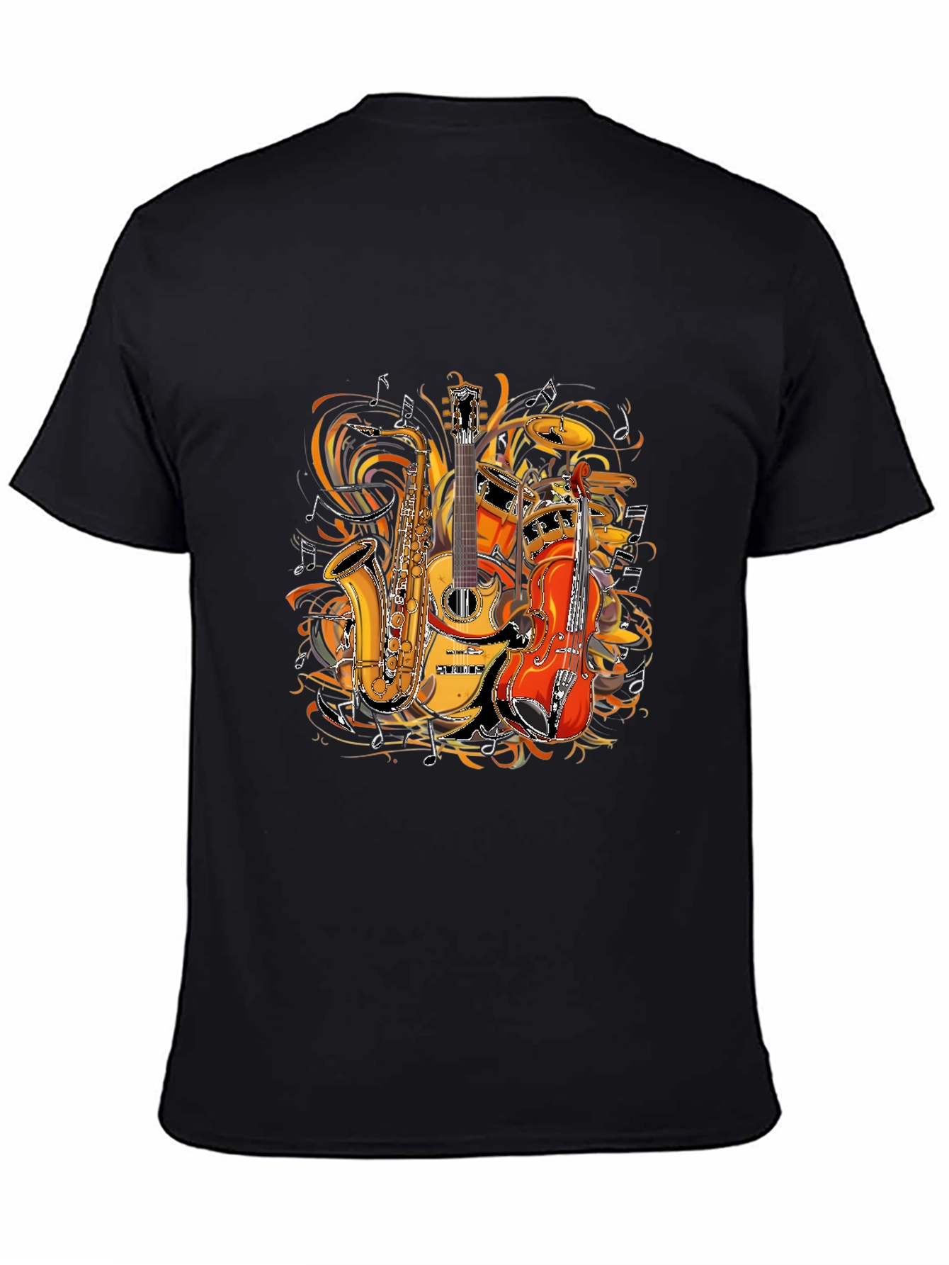 Musical Instruments Graphic Tee - Saxophone Guitar Drums