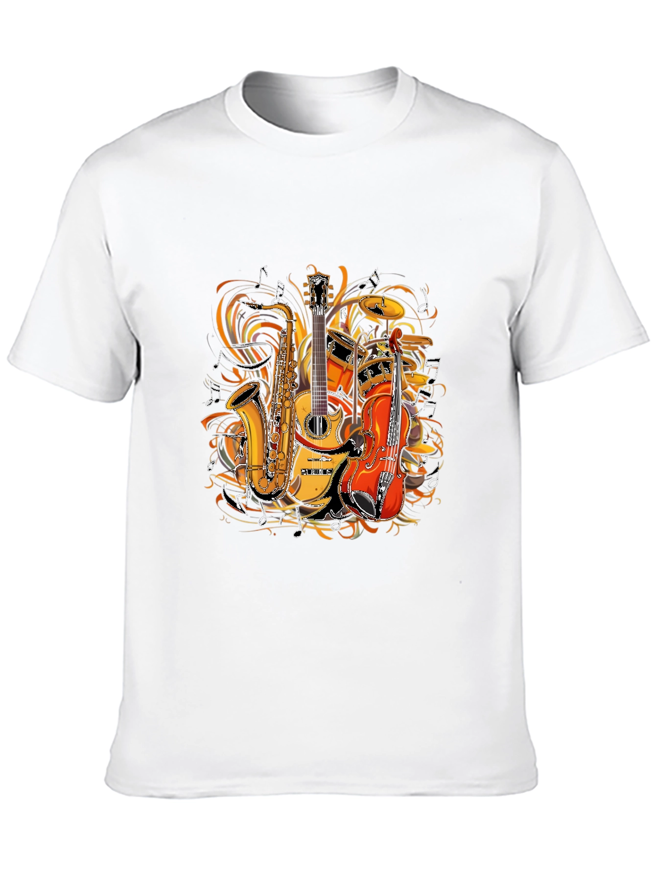 Musical Instruments Graphic Tee - Saxophone Guitar Drums
