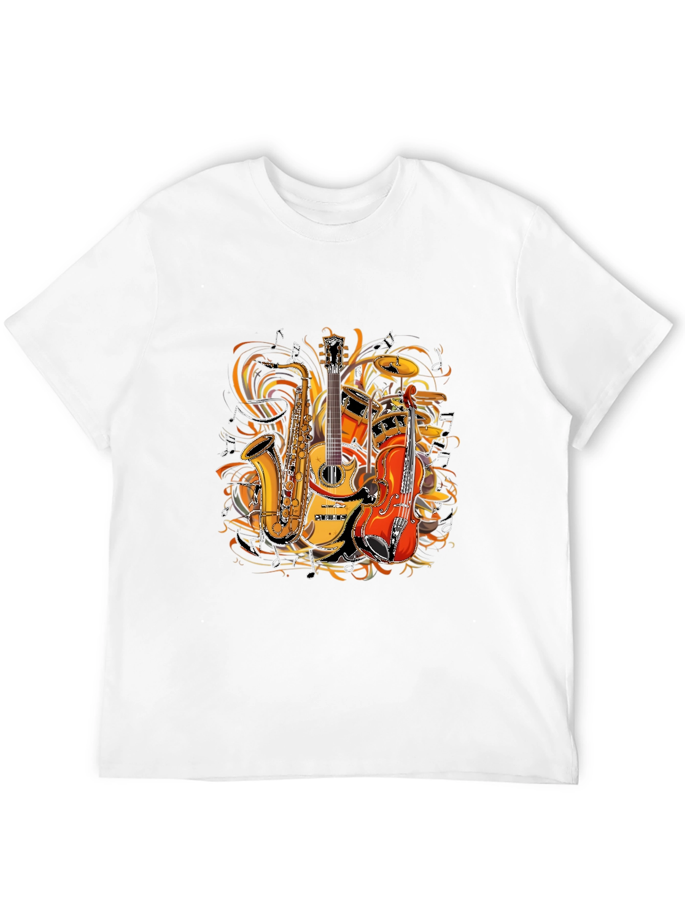 Musical Instruments Graphic Tee - Saxophone Guitar Drums