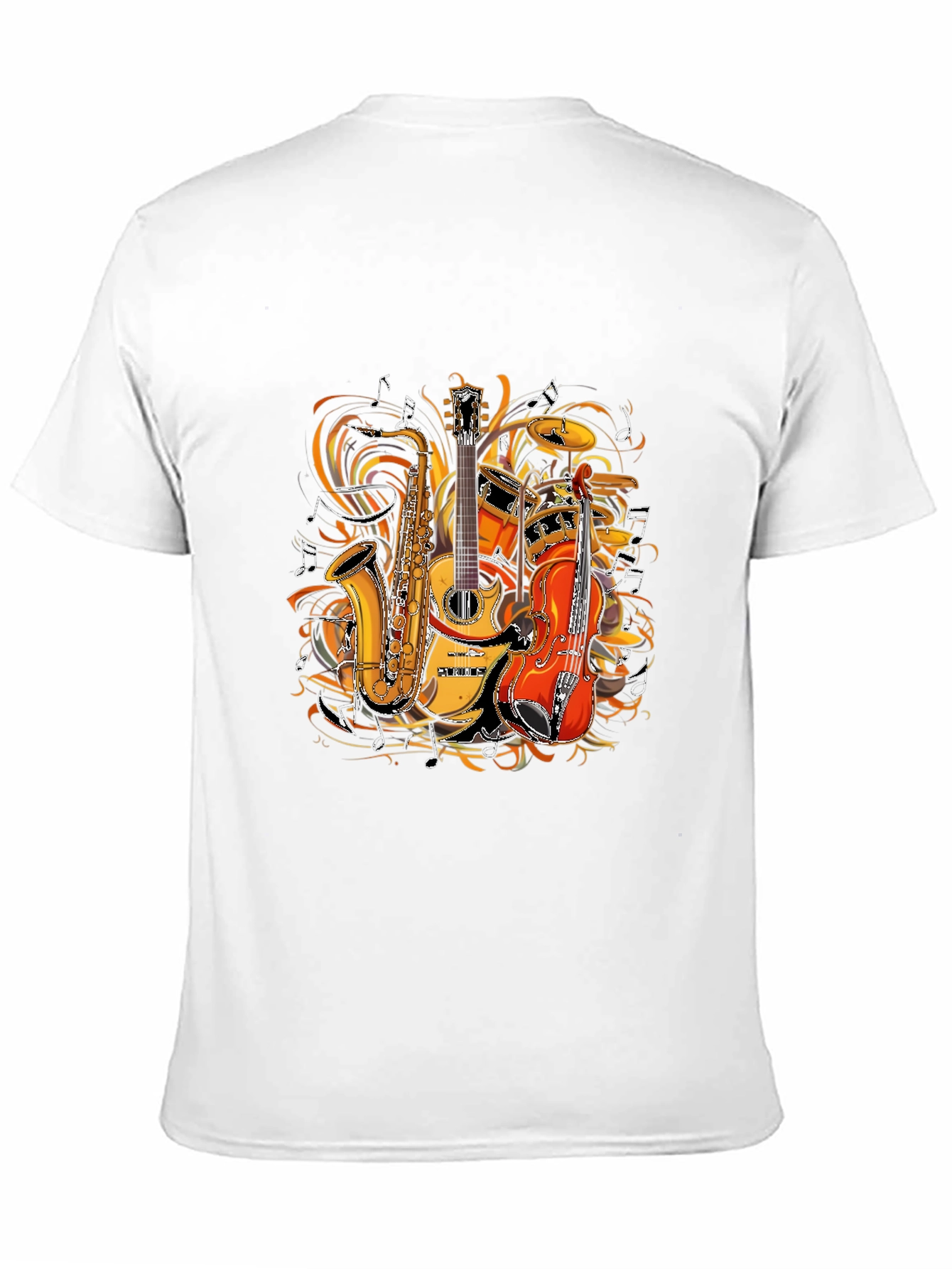 Musical Instruments Graphic Tee - Saxophone Guitar Drums