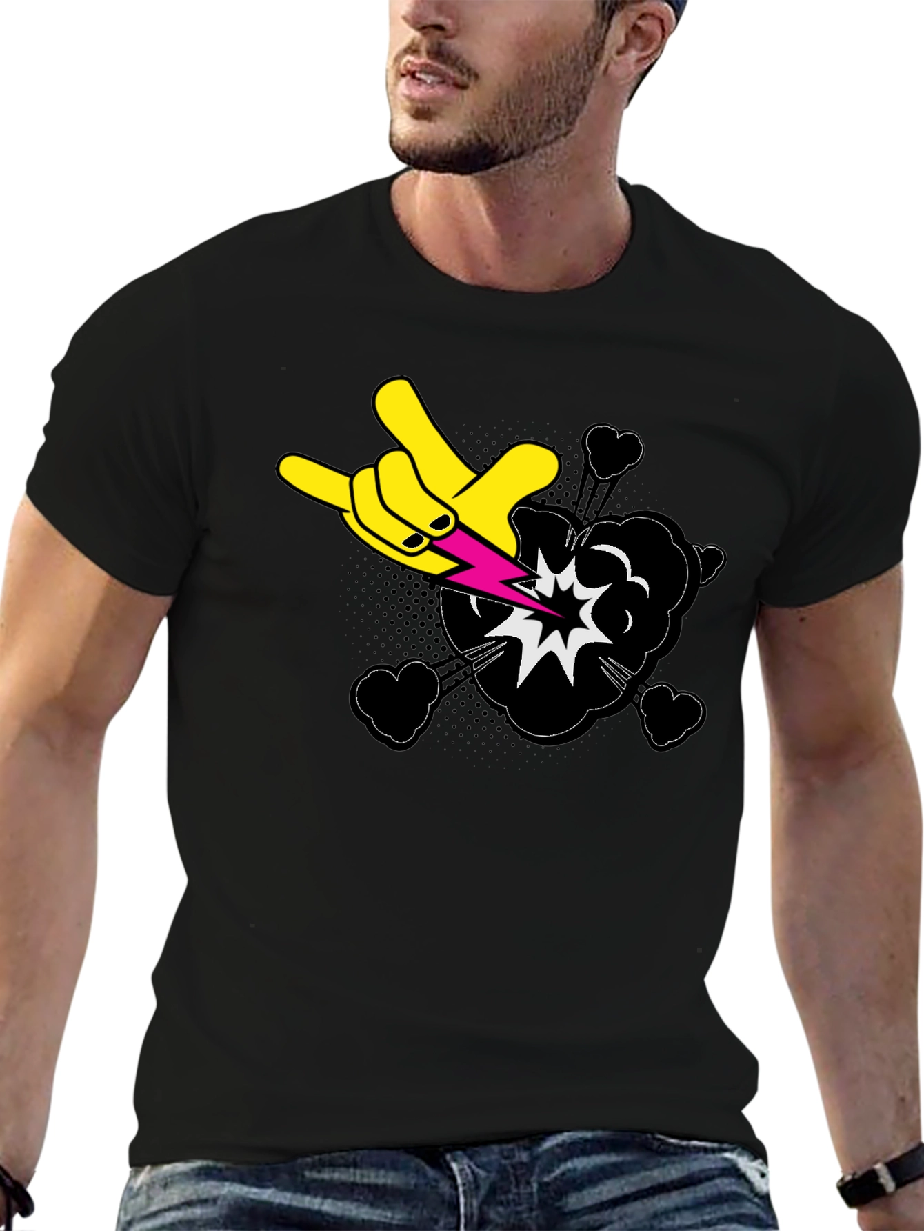 Rock On Graphic Black T-Shirt