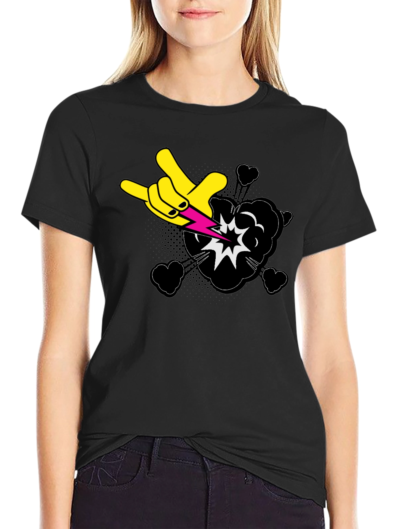 Rock On Graphic Black T-Shirt