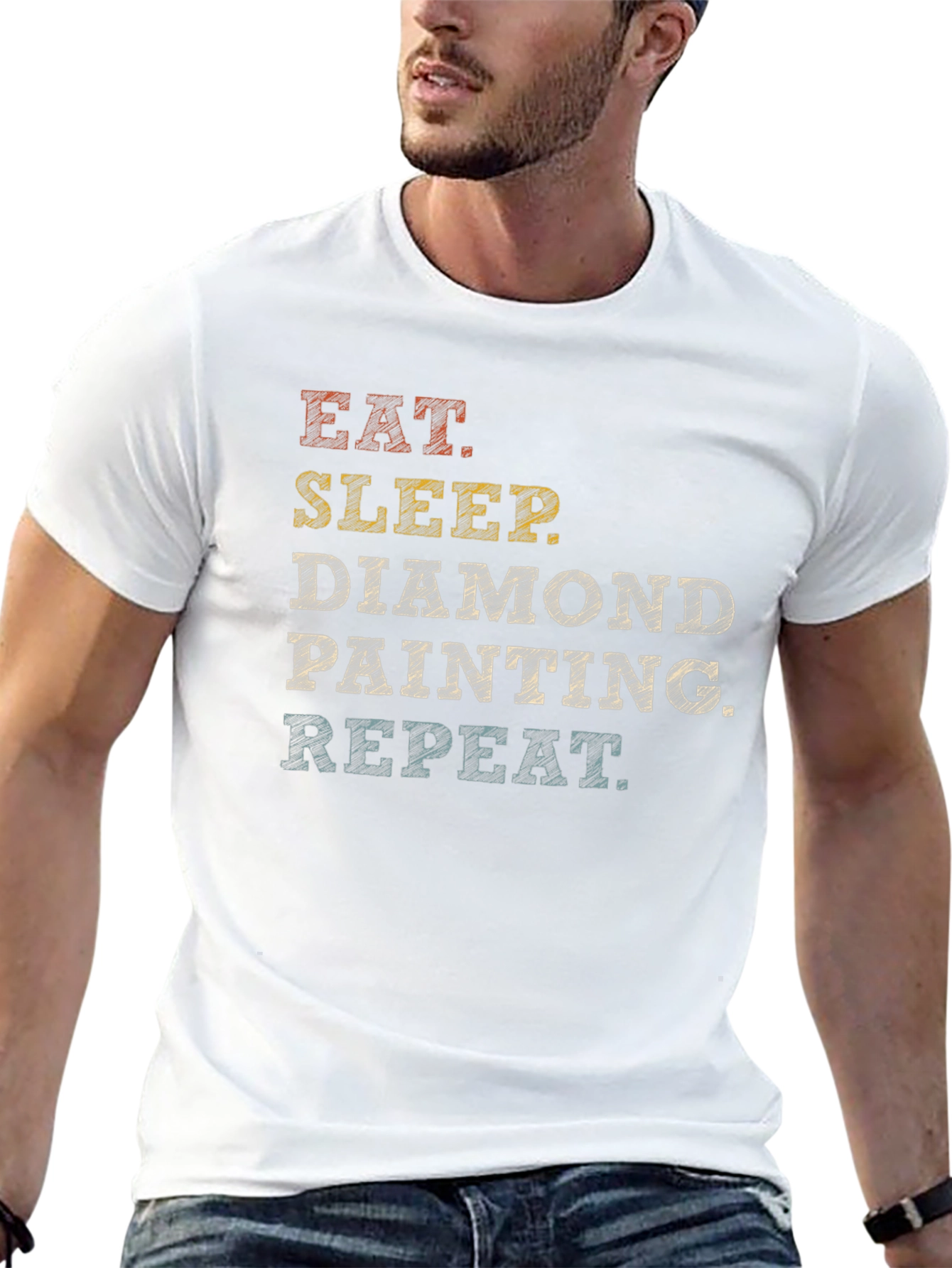 Eat Sleep Diamond Painting Repeat Black Graphic T-Shirt