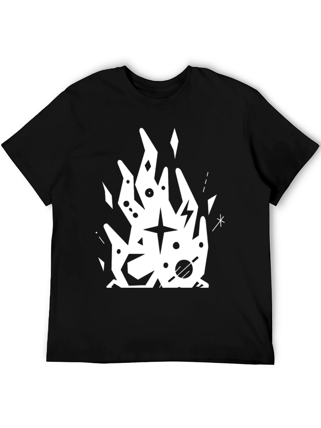 Abstract Graphic Tee - Black Cotton T-Shirt