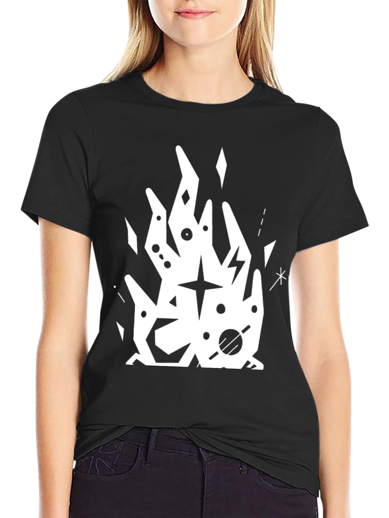 Abstract Graphic Tee - Black Cotton T-Shirt