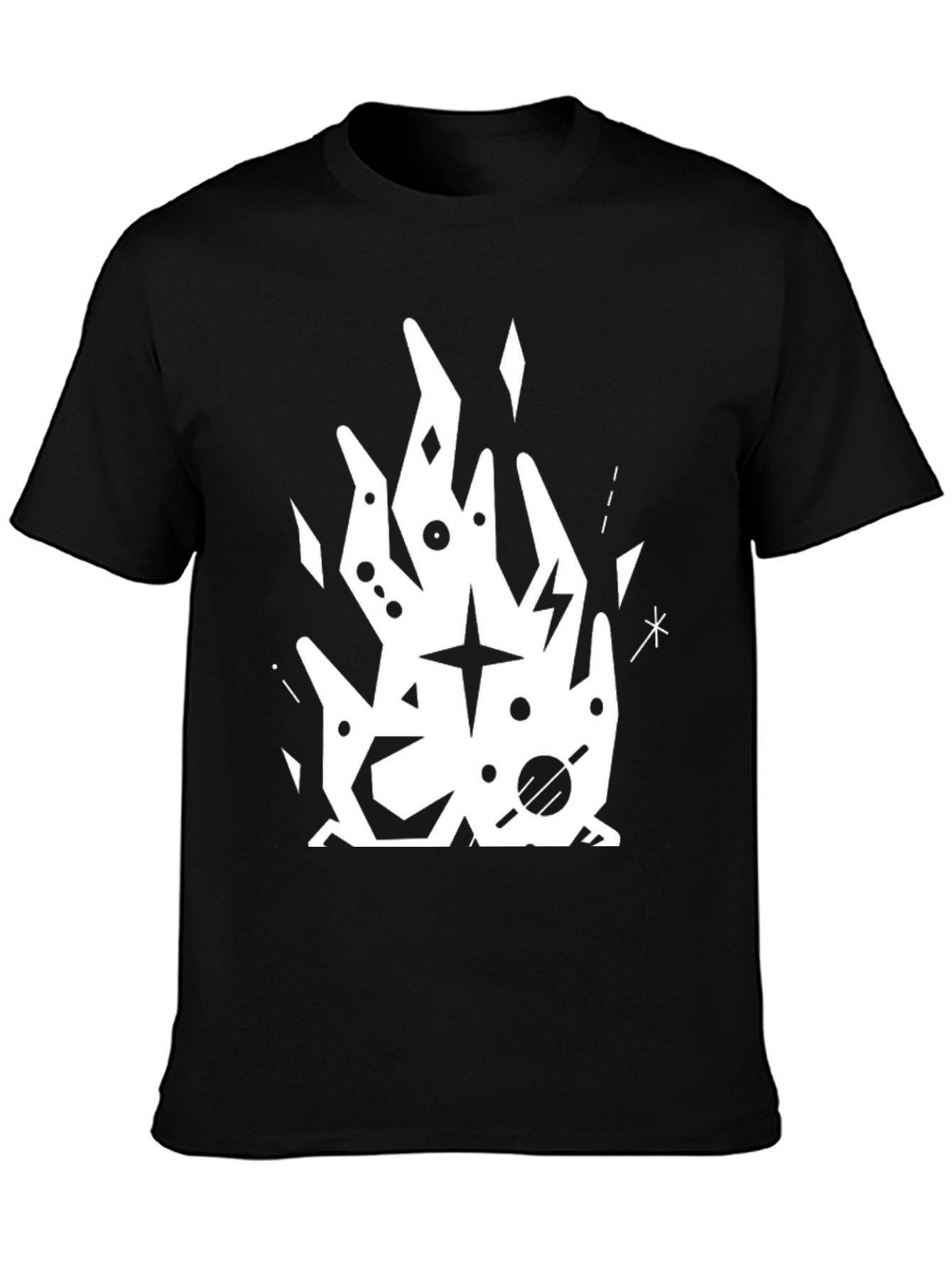 Abstract Graphic Tee - Black Cotton T-Shirt