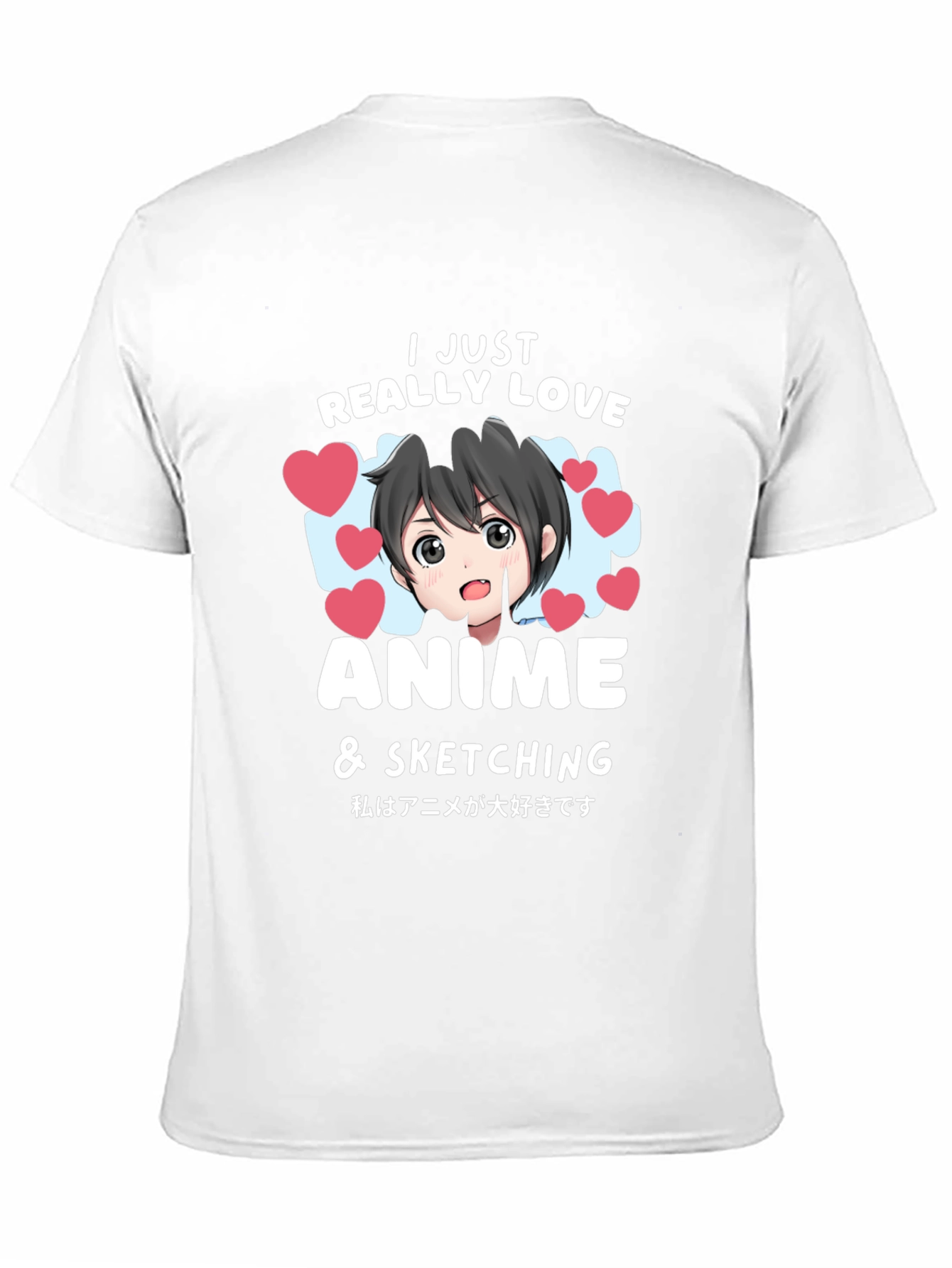 Anime Lovers Black T-Shirt: I Love Anime & Sketching
