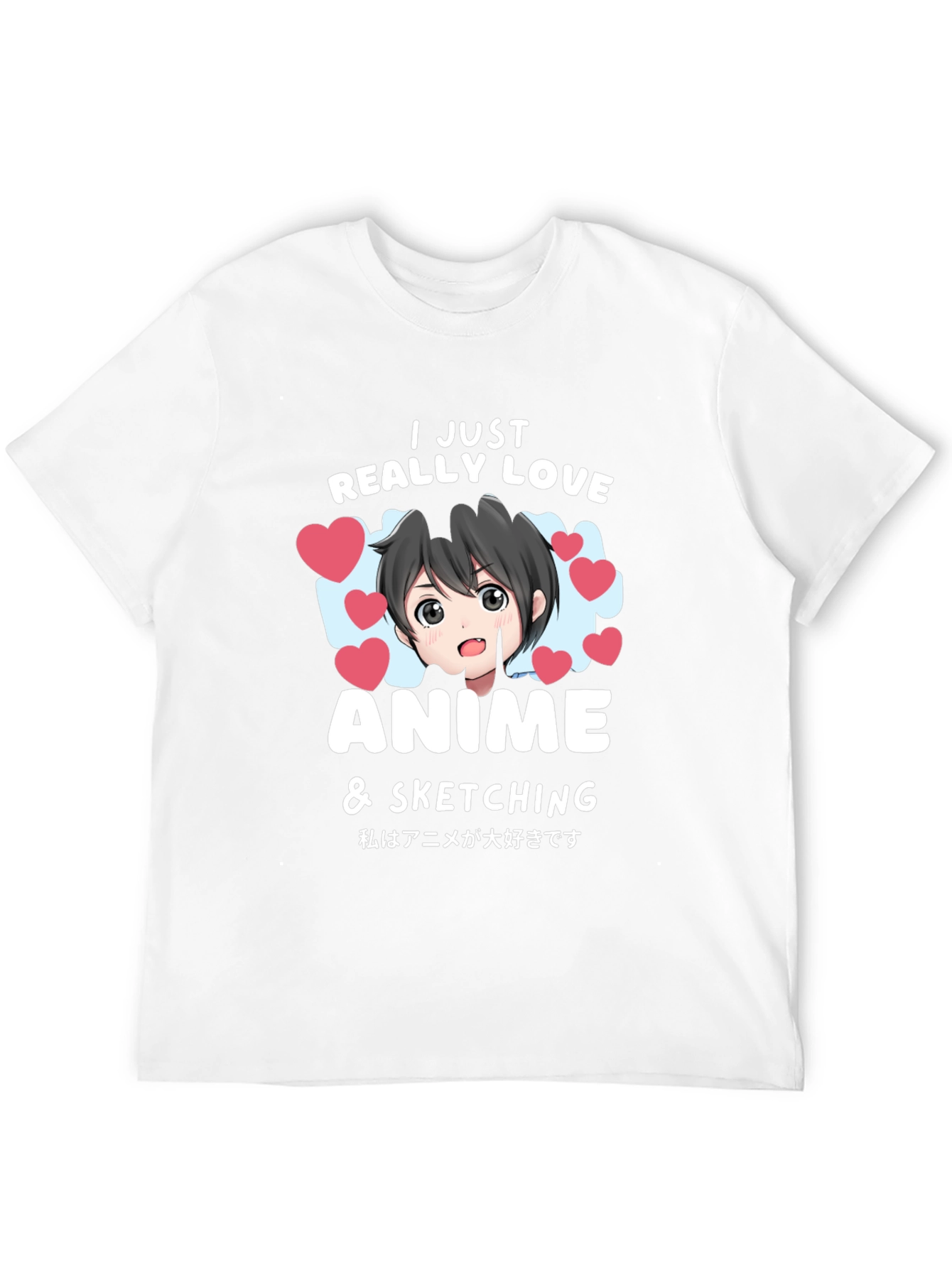 Anime Lovers Black T-Shirt: I Love Anime & Sketching
