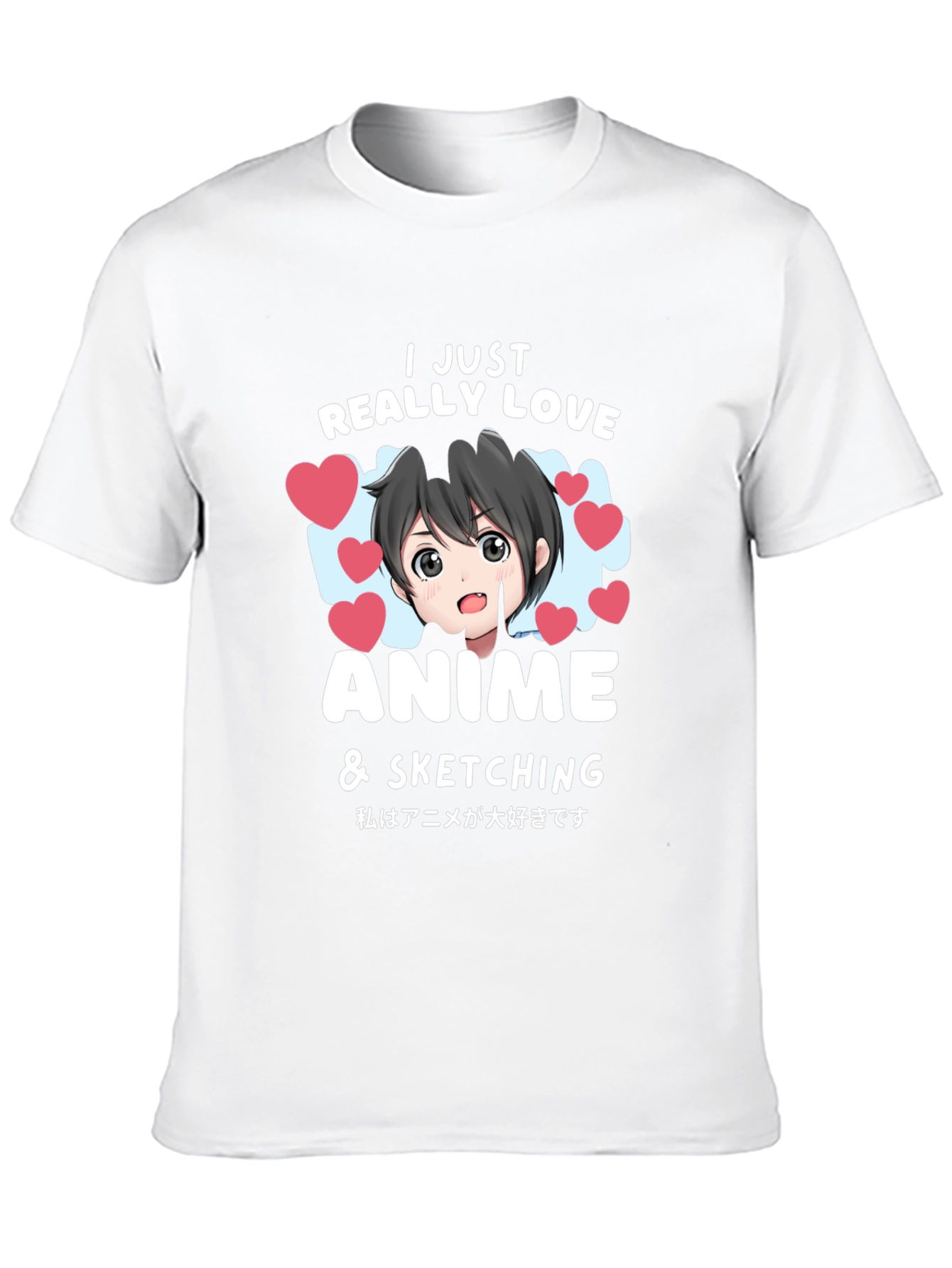 Anime Lovers Black T-Shirt: I Love Anime & Sketching