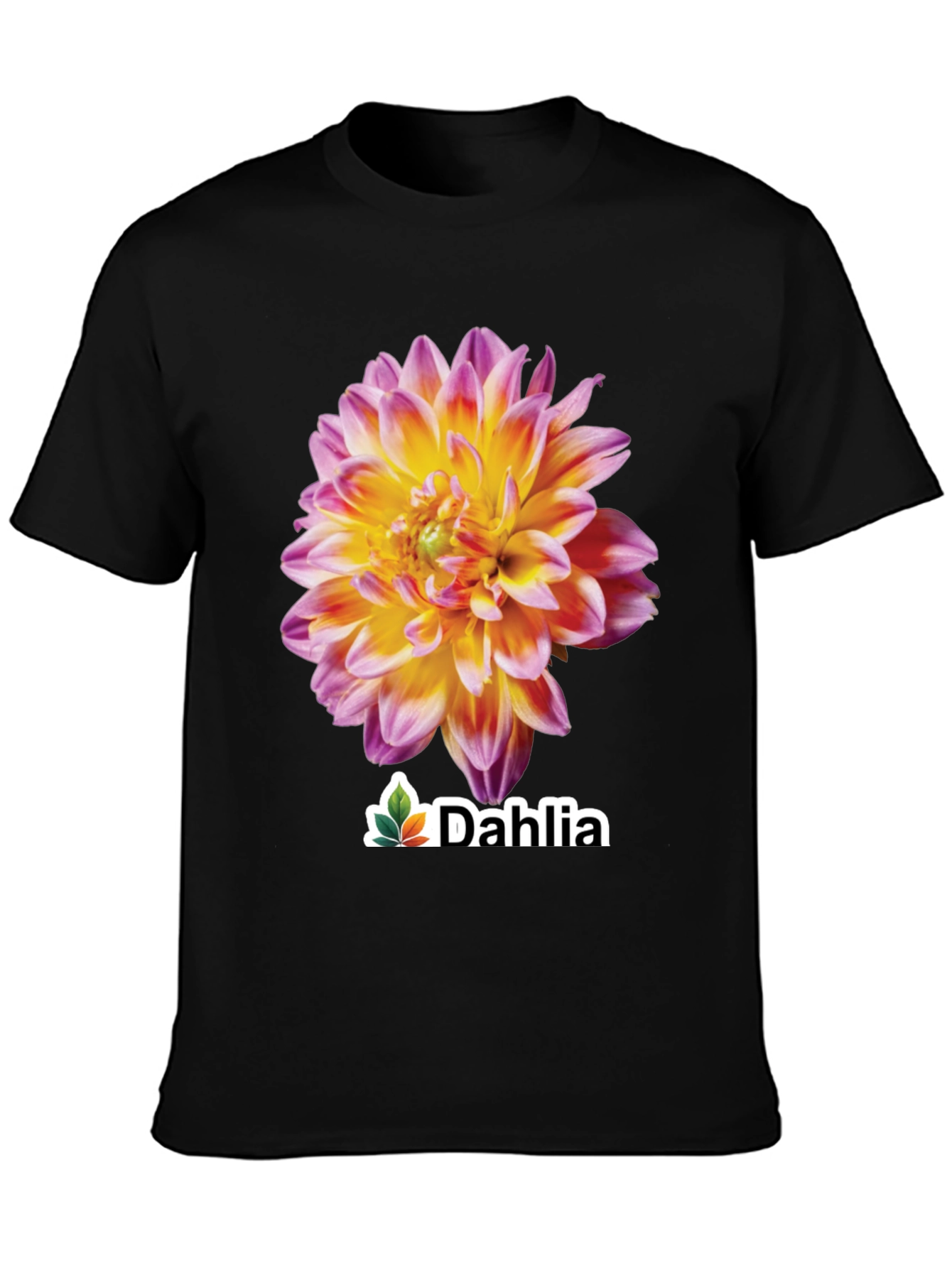 Dahlia Flower Graphic Tee - Stylish Black T-Shirt
